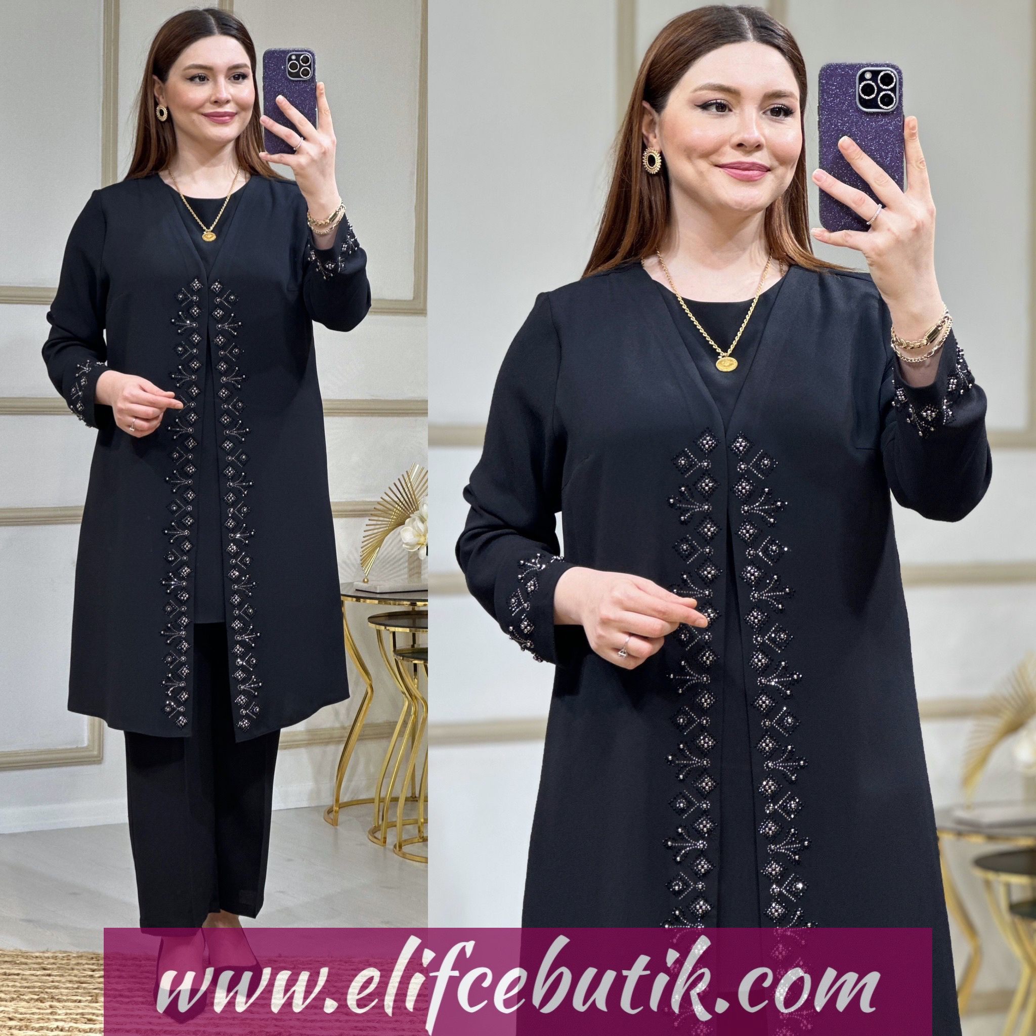 Krep kumaş pantolon takim büyük beden - Görsel 2