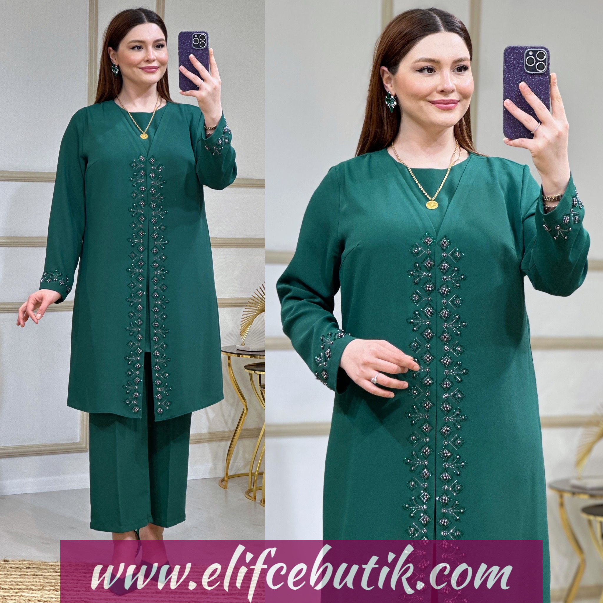 Krep kumaş pantolon takim büyük beden - Görsel 3