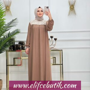 yaka dantel amine elbise