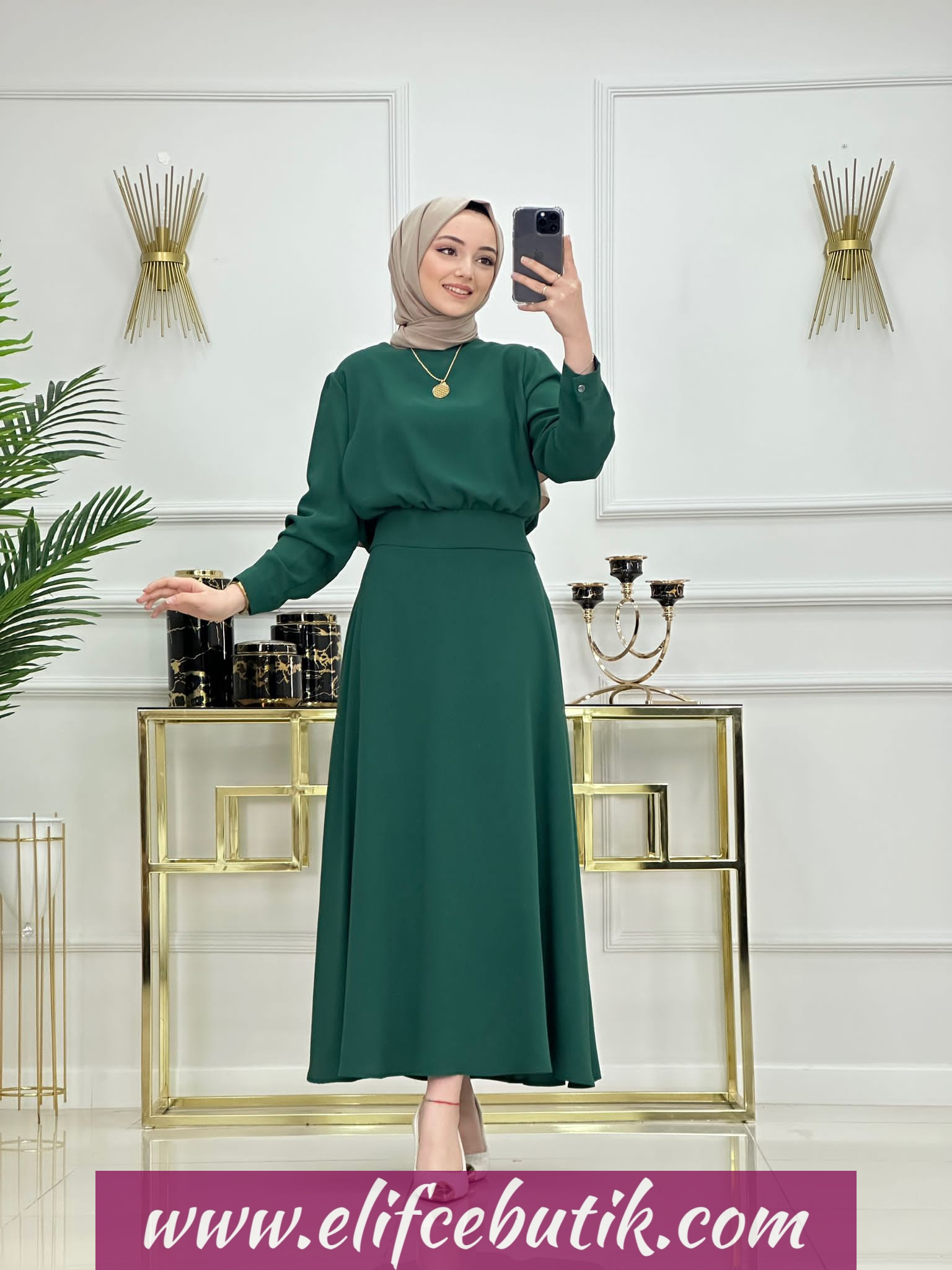 Krep kumaş crop etek takim - Görsel 9