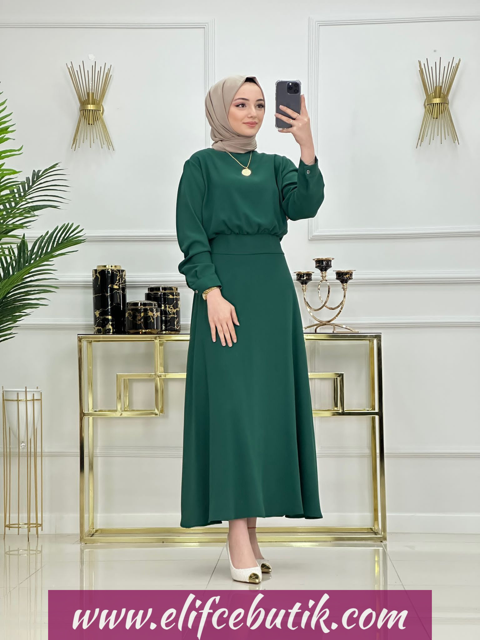 Krep kumaş crop etek takim