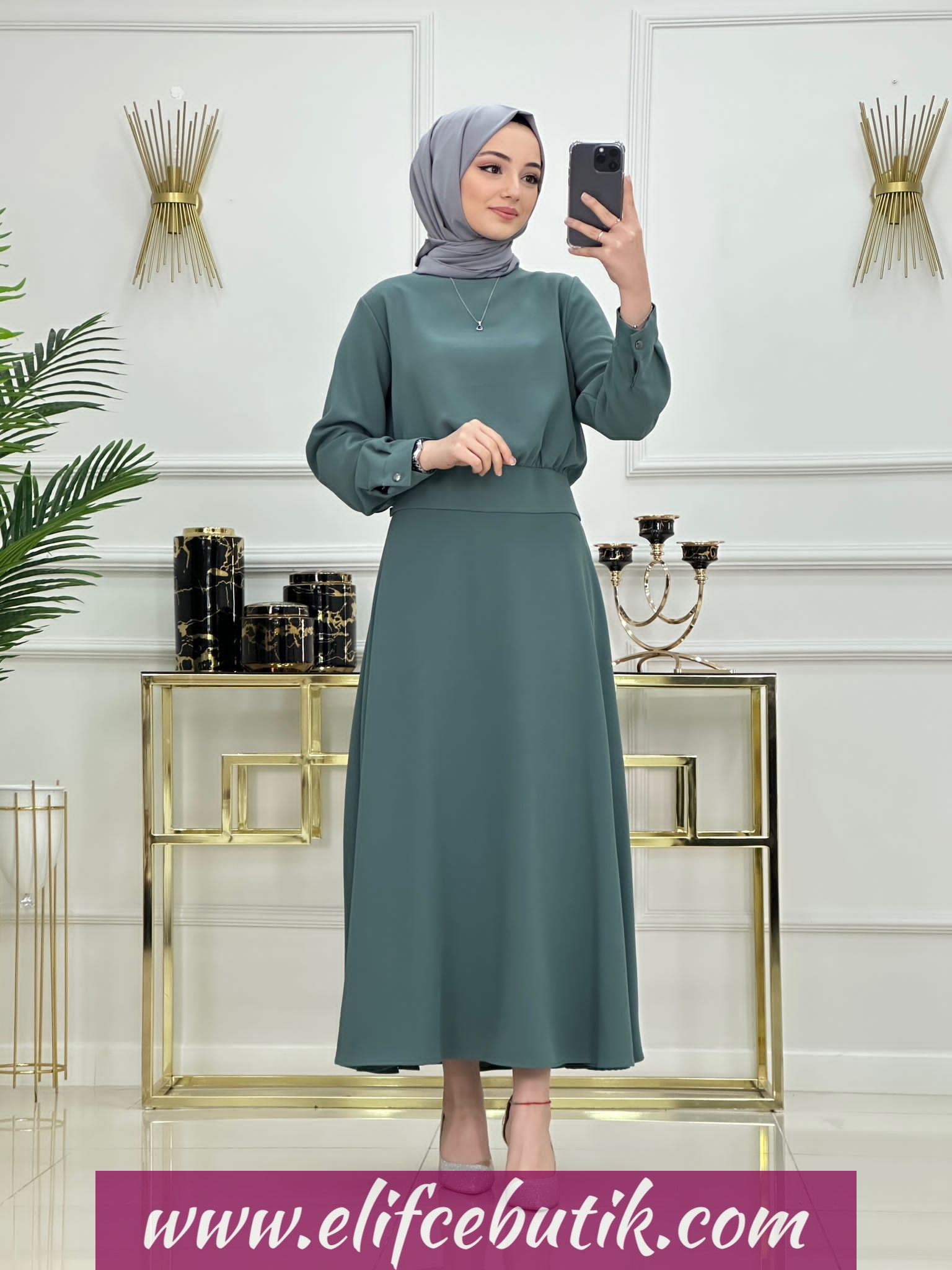 Krep kumaş crop etek takim - Görsel 2