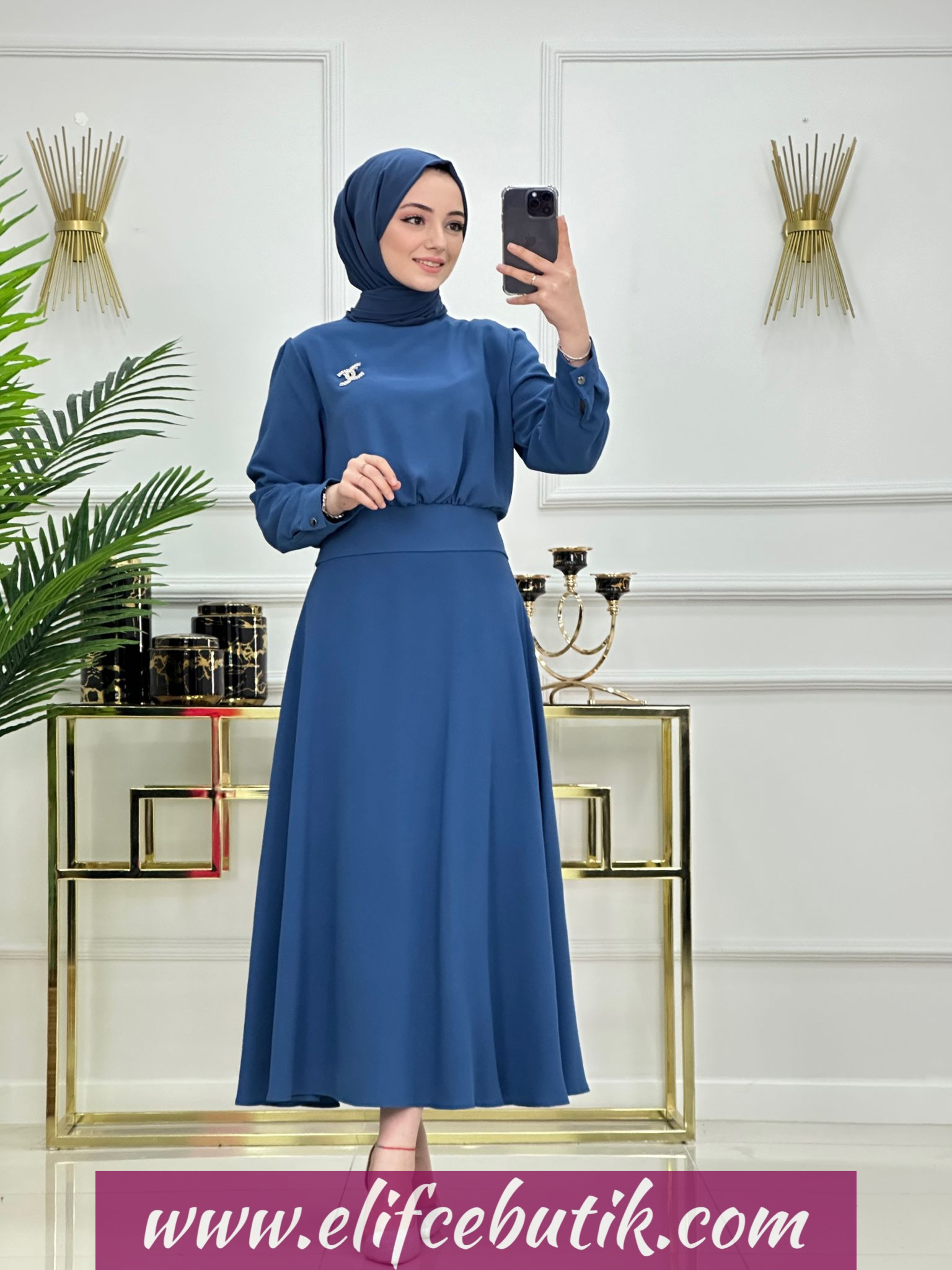 Krep kumaş crop etek takim - Görsel 3