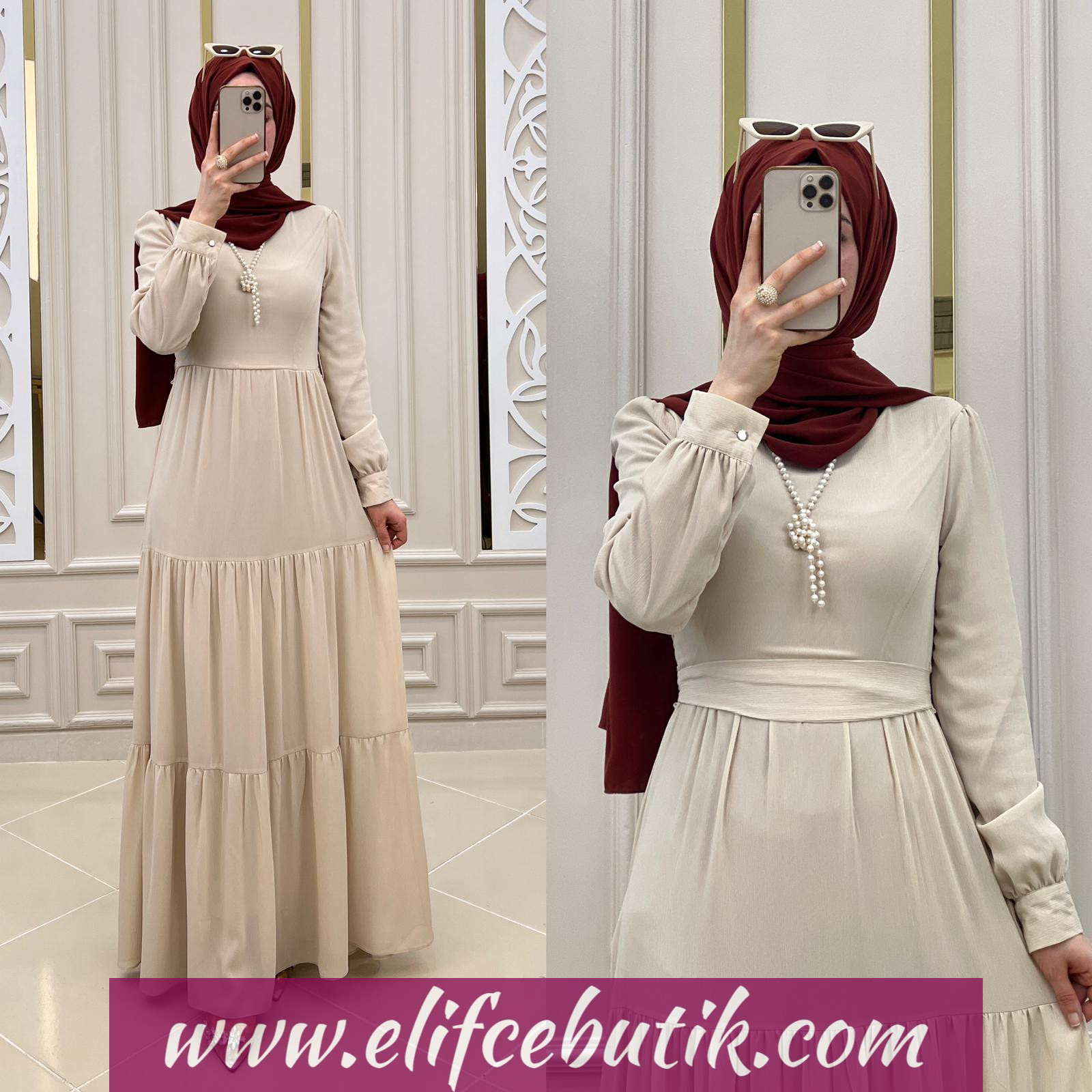 Şifon kumaş canan elbise - Görsel 11