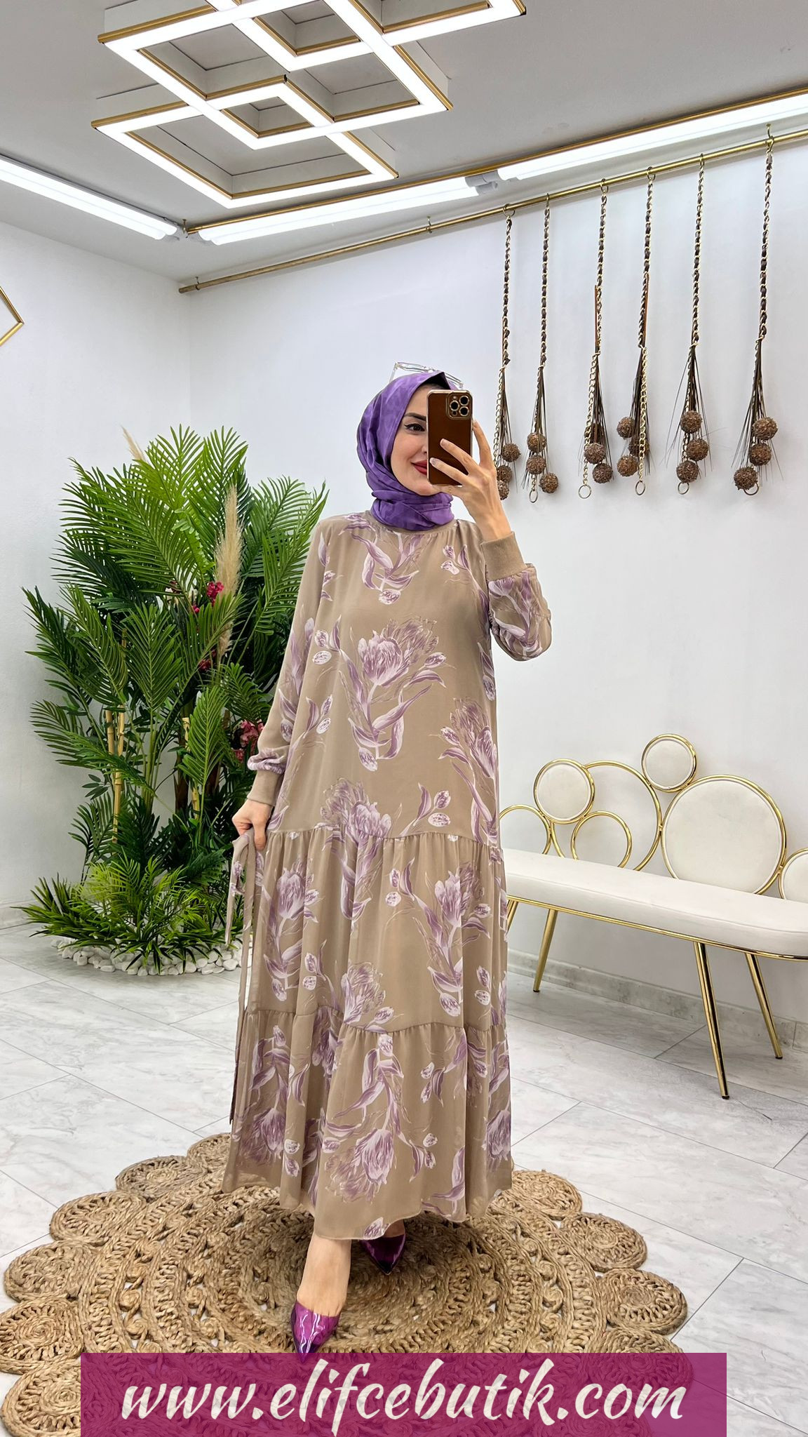 Şifon Krep Ayla elbise - Görsel 8