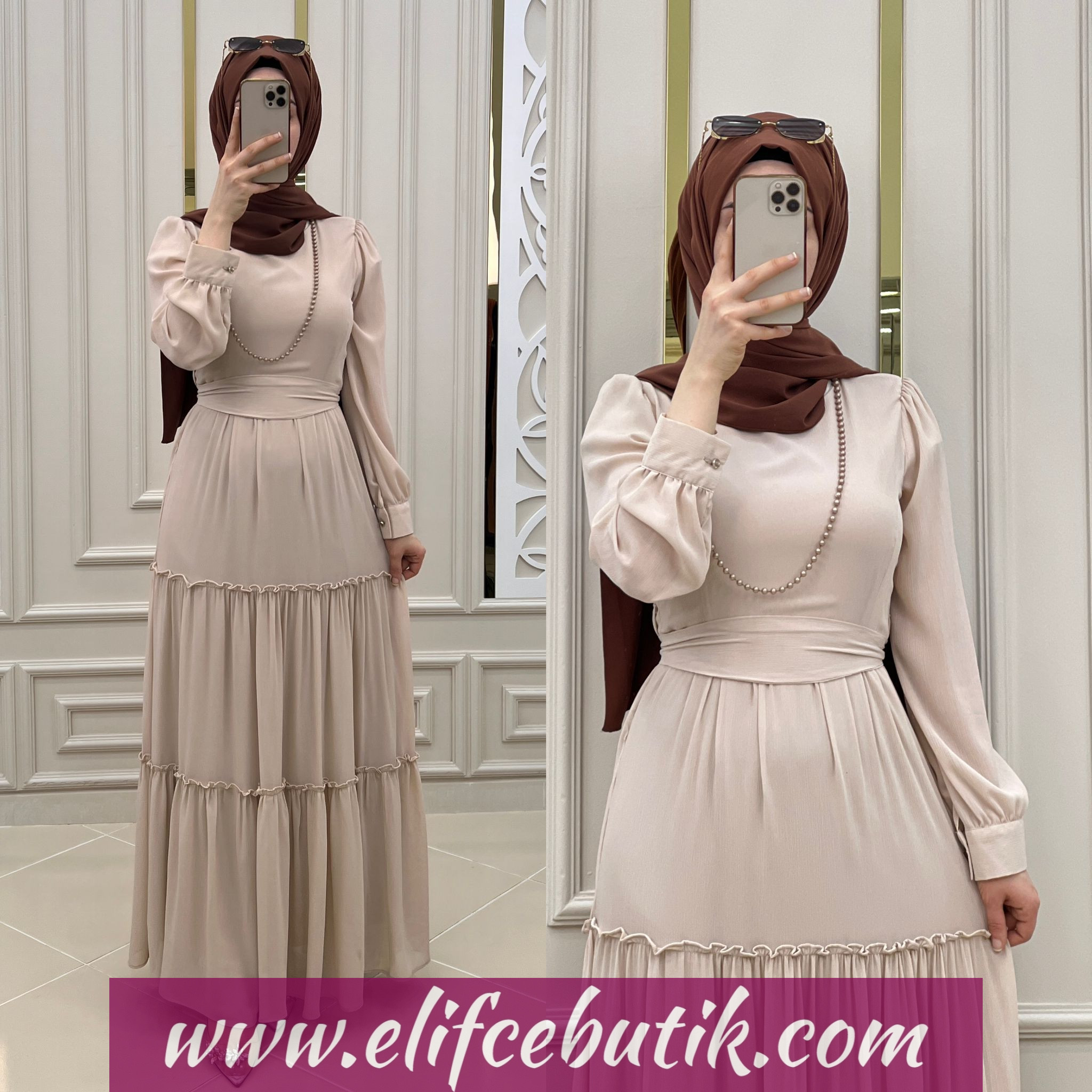 Şifon kumaş elif elbise - Görsel 10