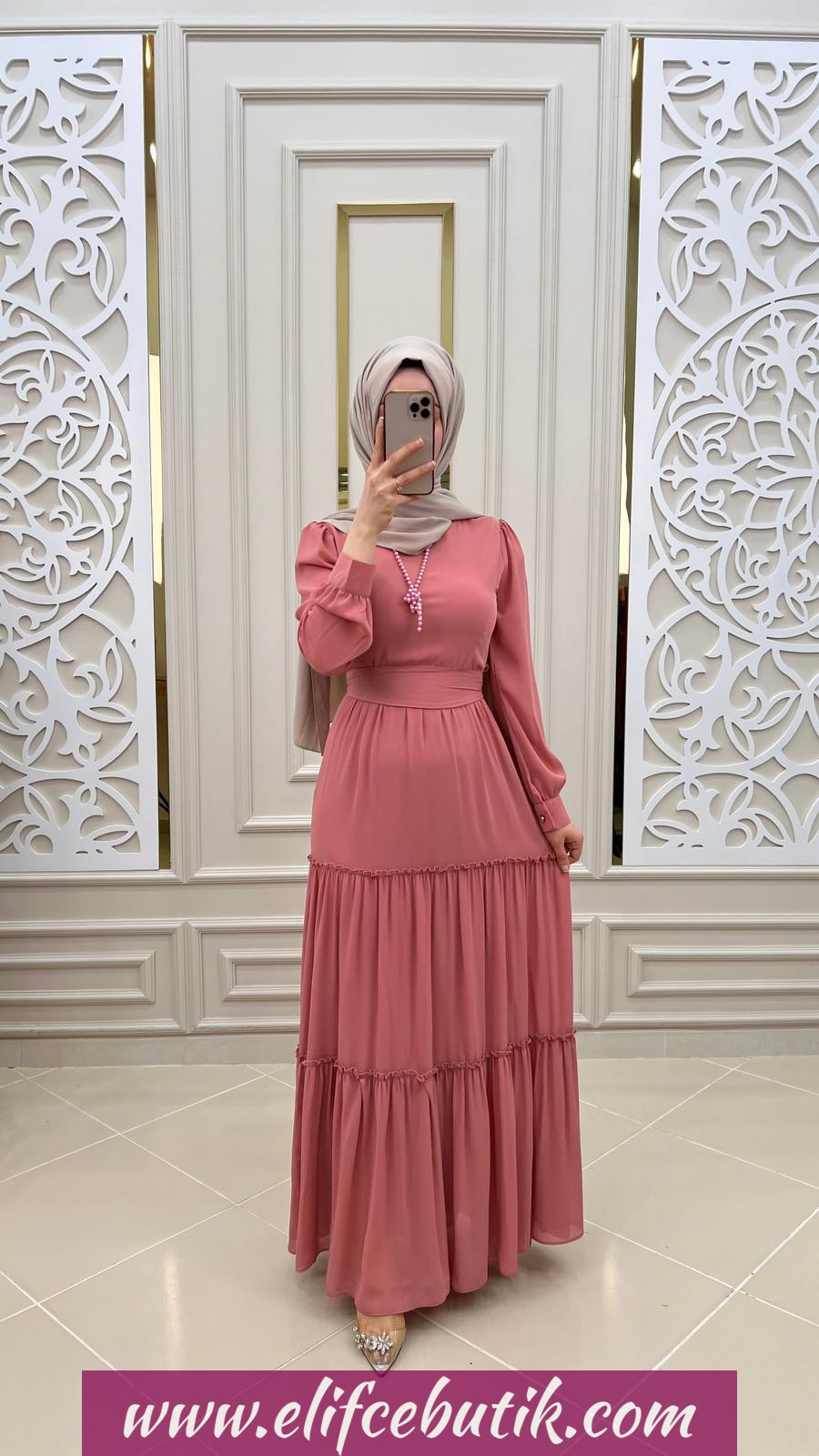 Şifon kumaş elif elbise - Görsel 2