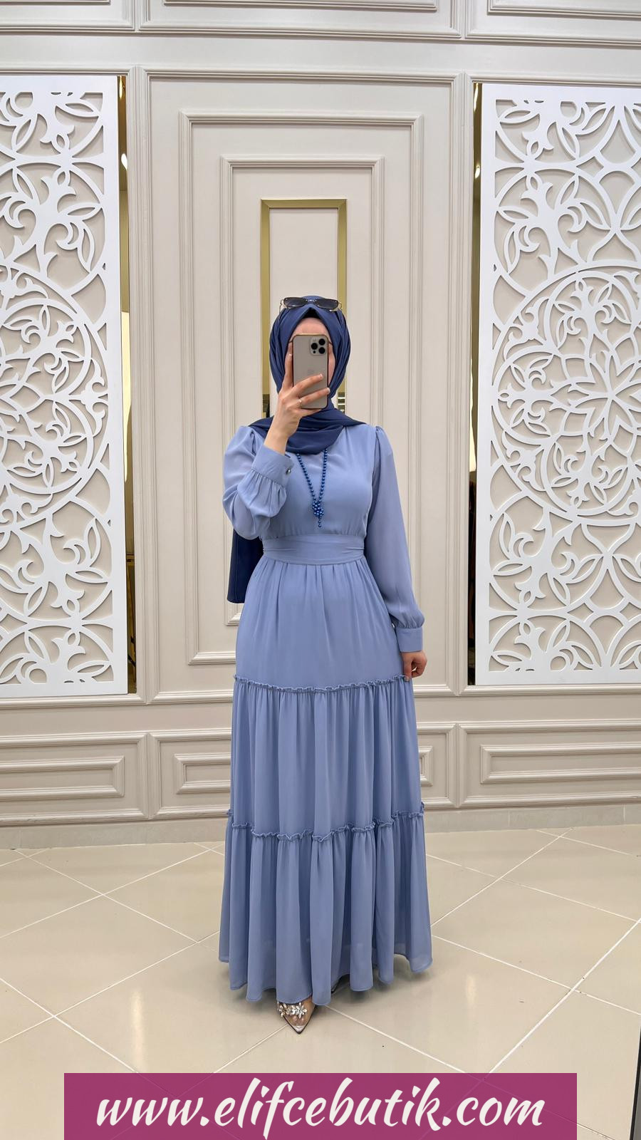 Şifon kumaş elif elbise - Görsel 4