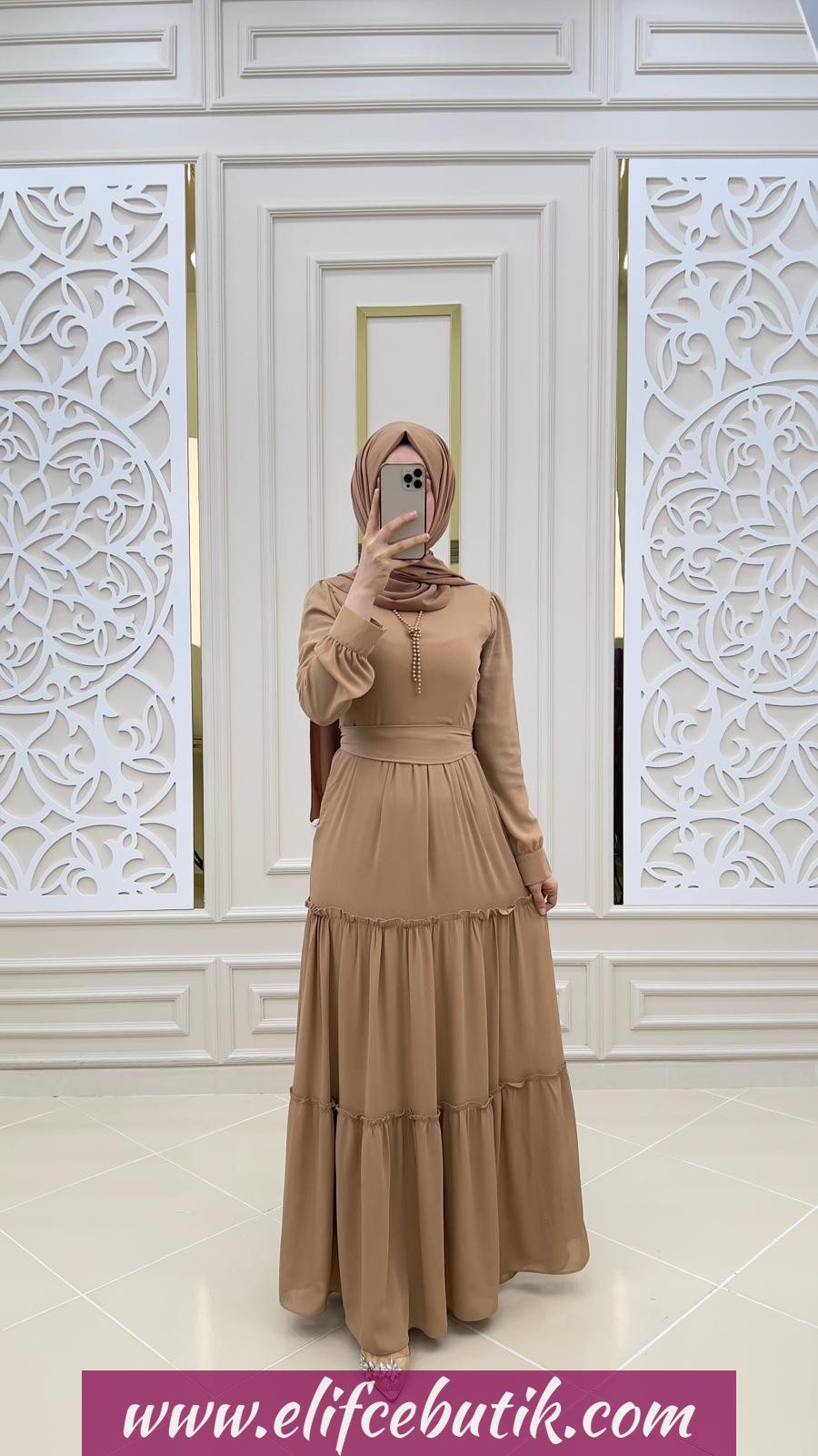 Şifon kumaş elif elbise - Görsel 8