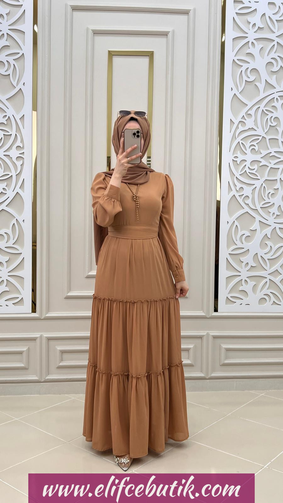 Şifon kumaş elif elbise - Görsel 7