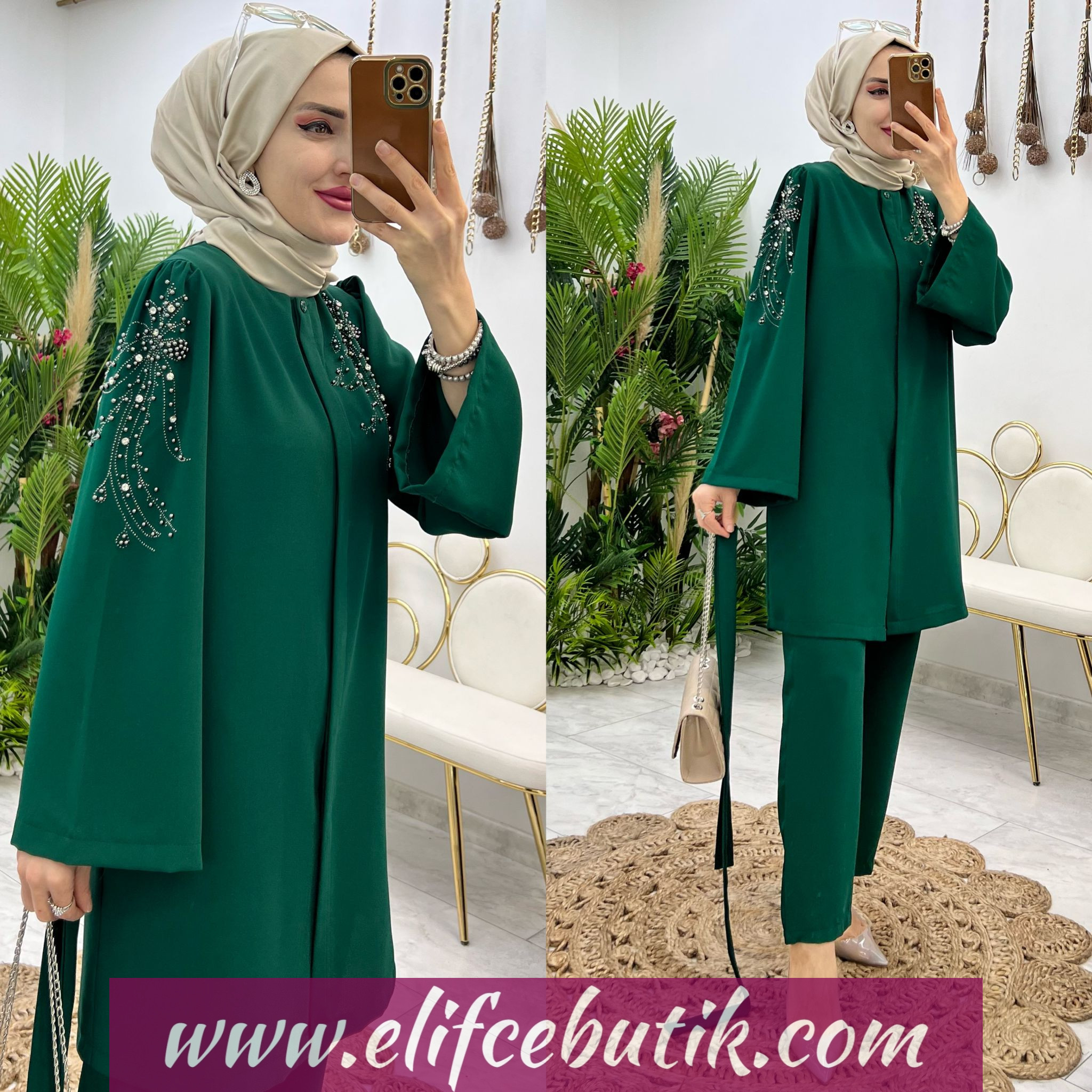 Krep kumaş incili takim - Görsel 10