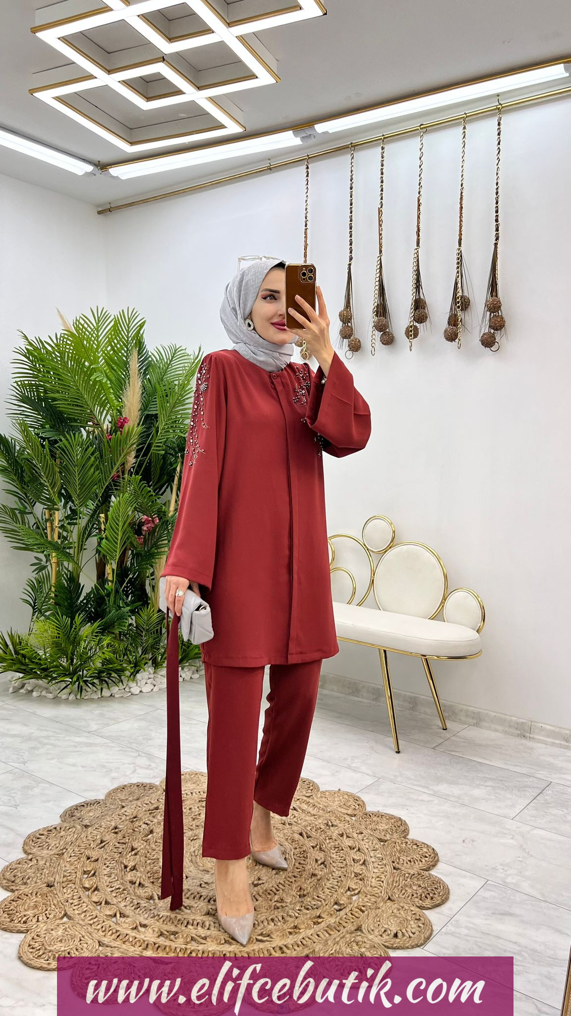 Krep kumaş incili takim - Görsel 5