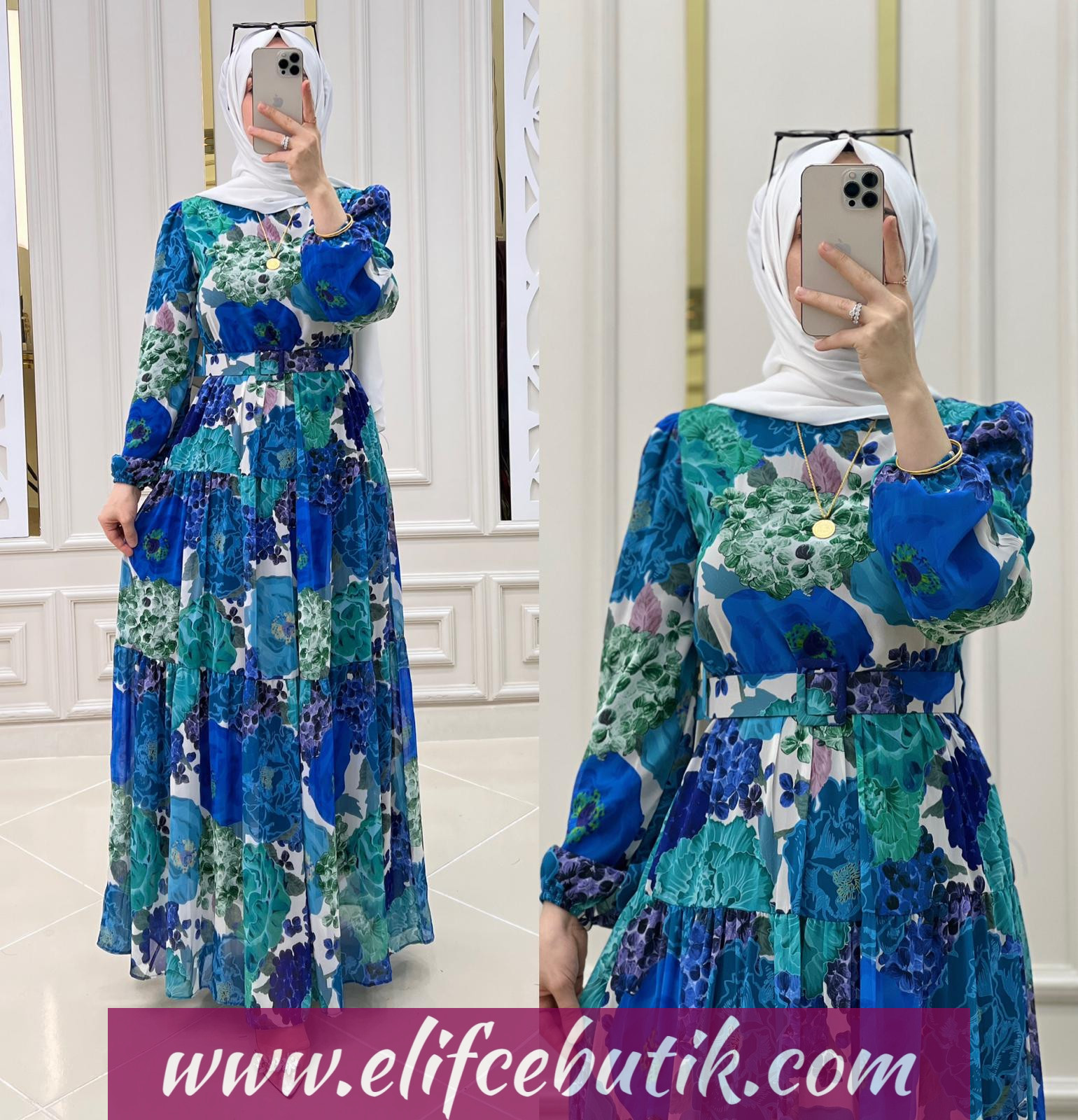 Şifon kumaş Gülnaz elbise - Görsel 4