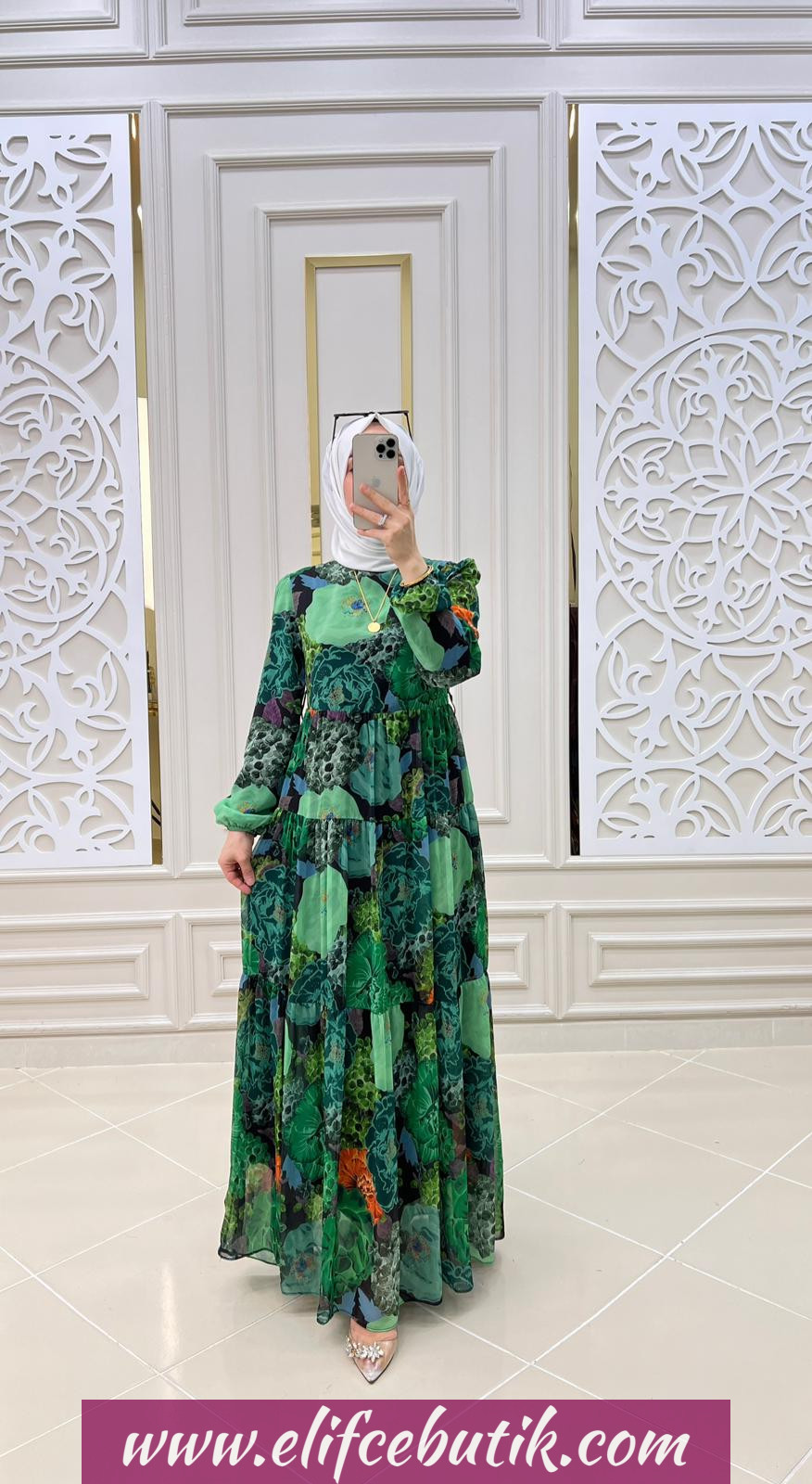 Şifon kumaş Gülnaz elbise - Görsel 5