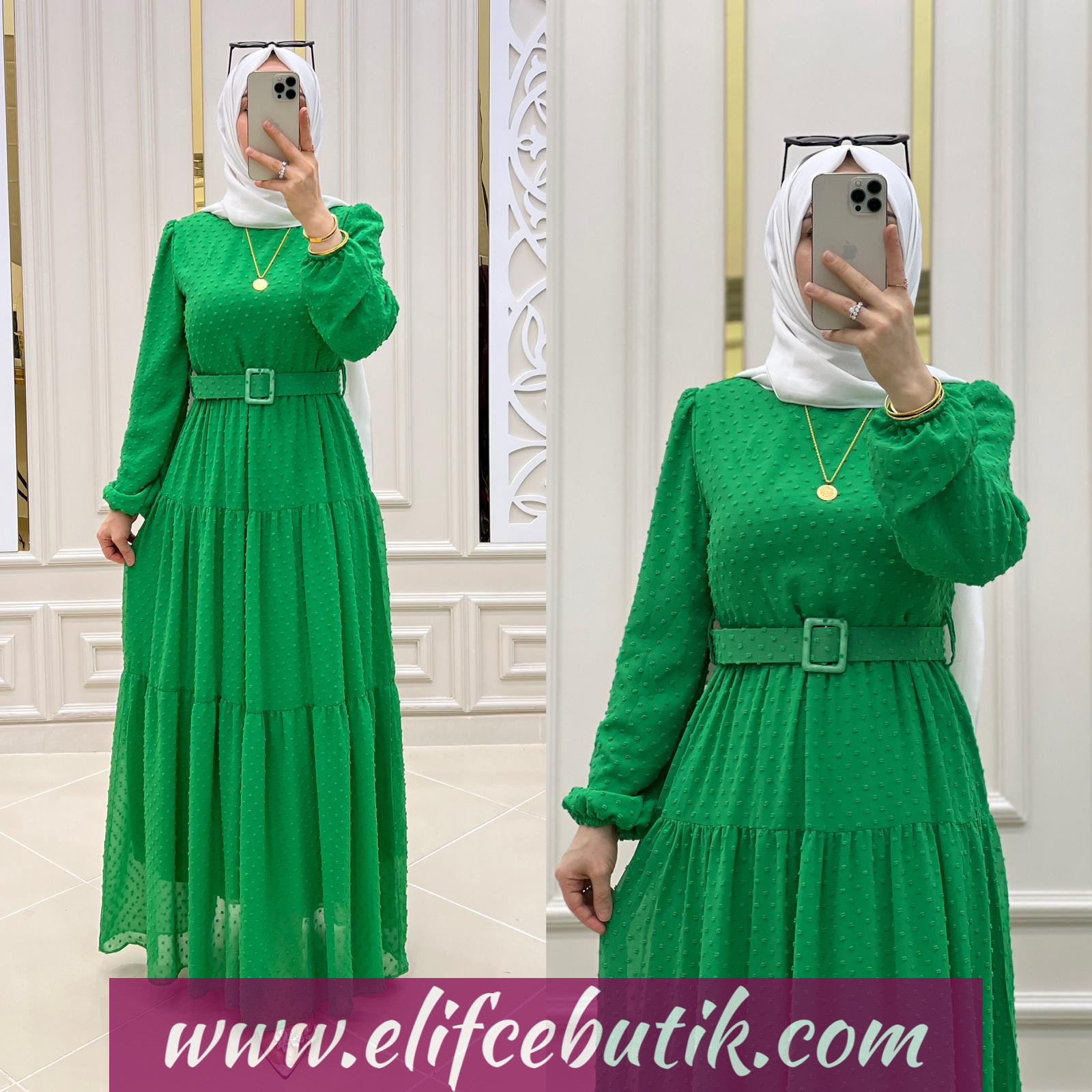 Şifon kumaş Pıtır elbise - Görsel 8