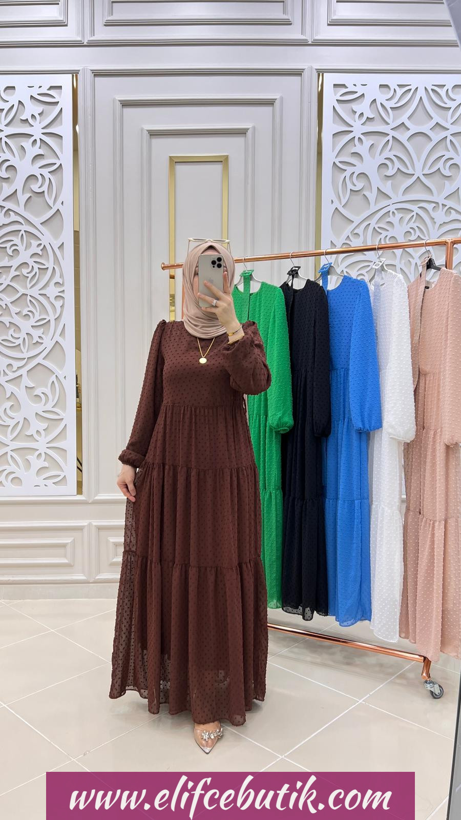 Şifon kumaş Pıtır elbise - Görsel 14