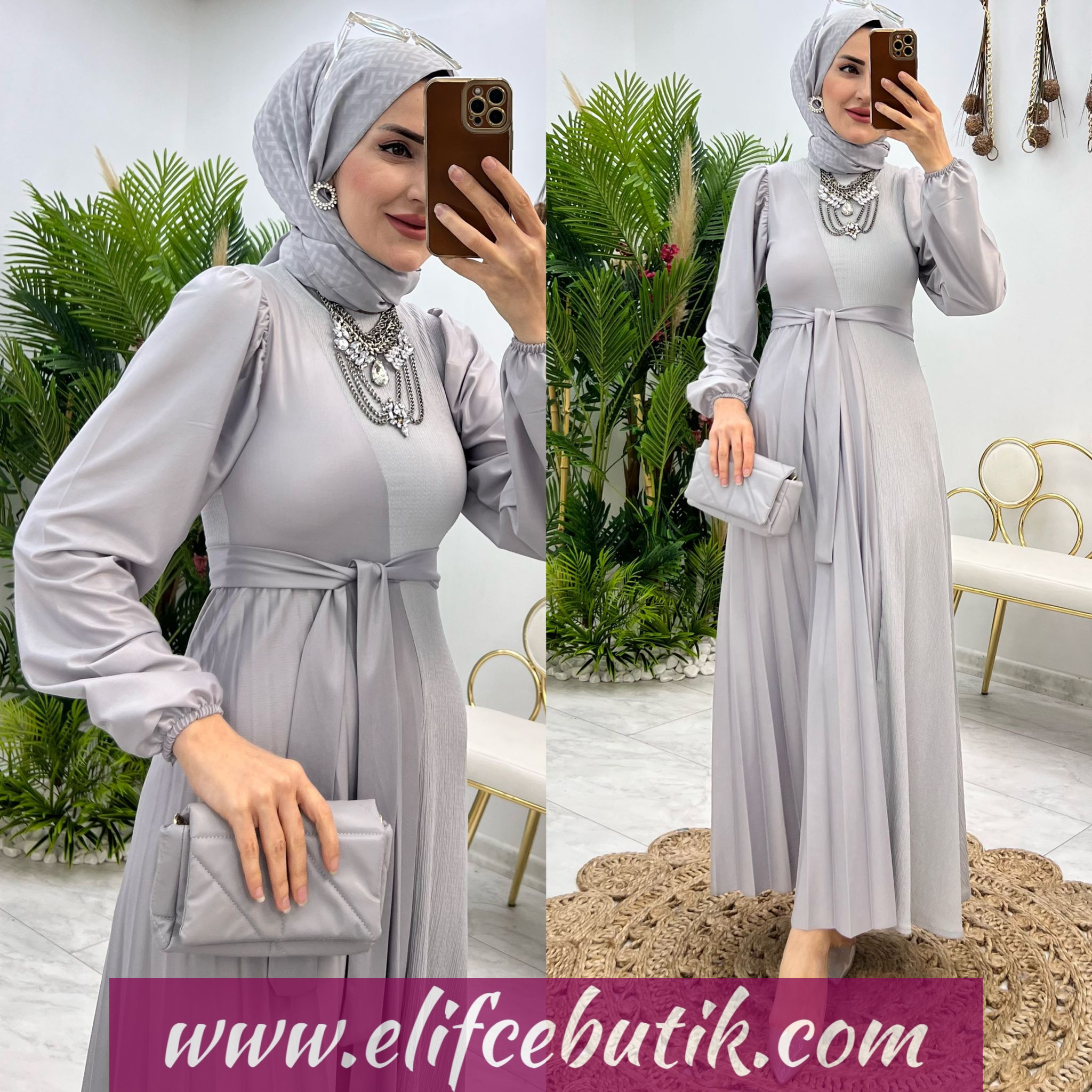 Bürümcük kumaş roa elbise - Görsel 6