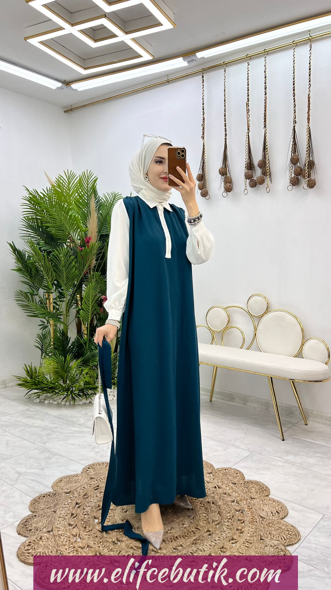 Dubai krep kumaş çiğdem elbise - Görsel 8