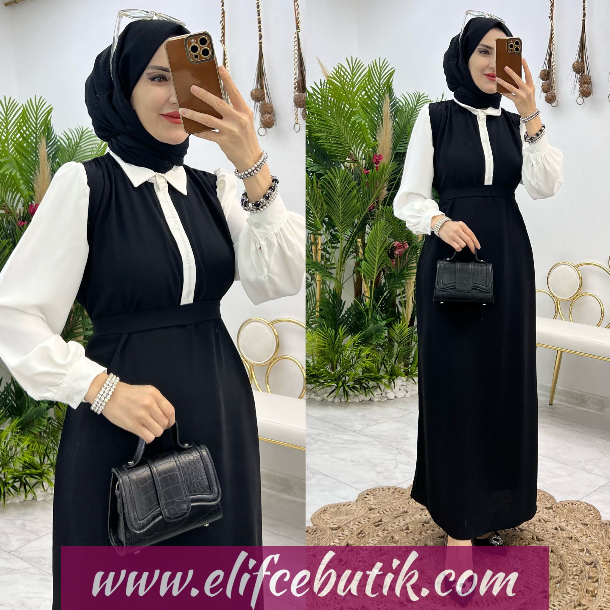 Dubai krep kumaş çiğdem elbise - Görsel 7