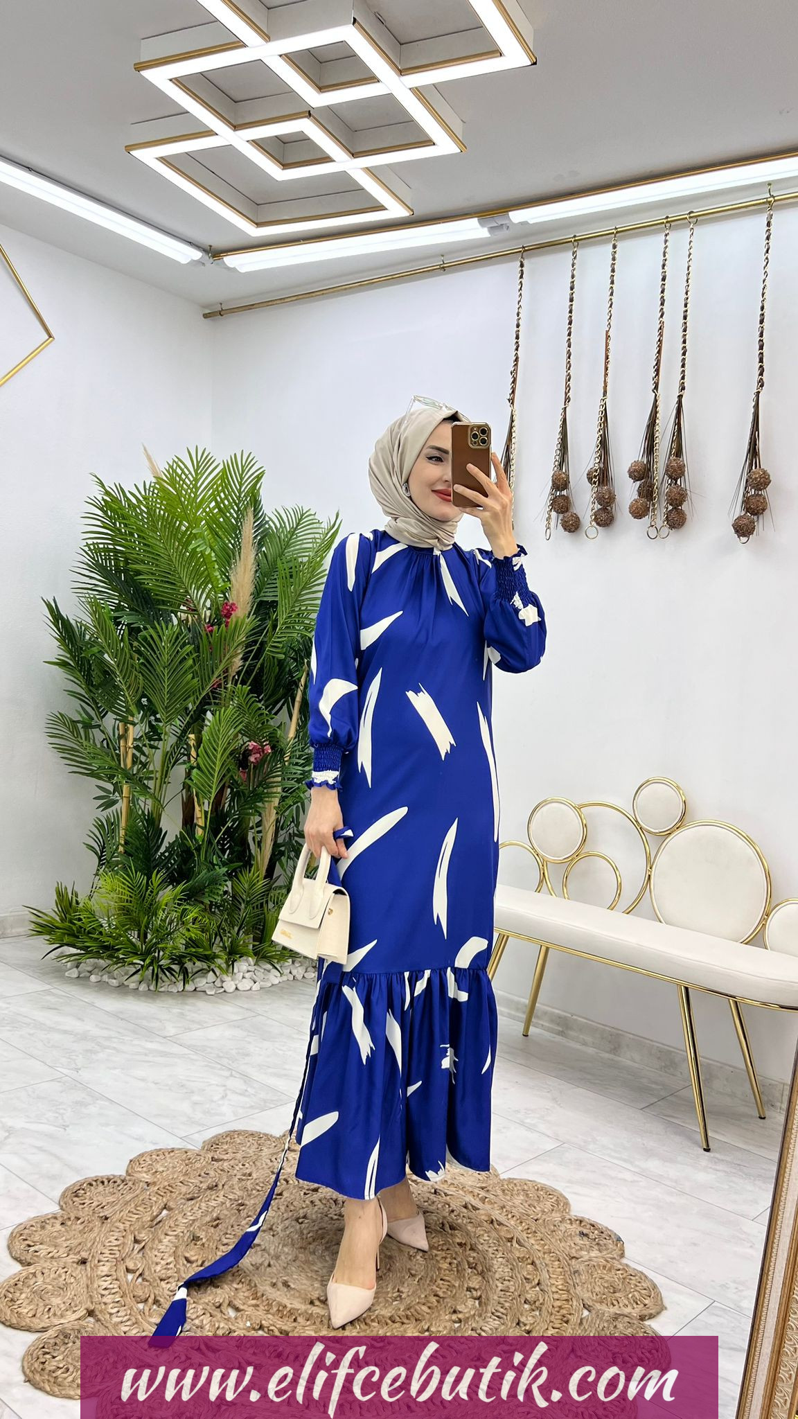Saten Krep kumaş Şevval elbise - Görsel 6