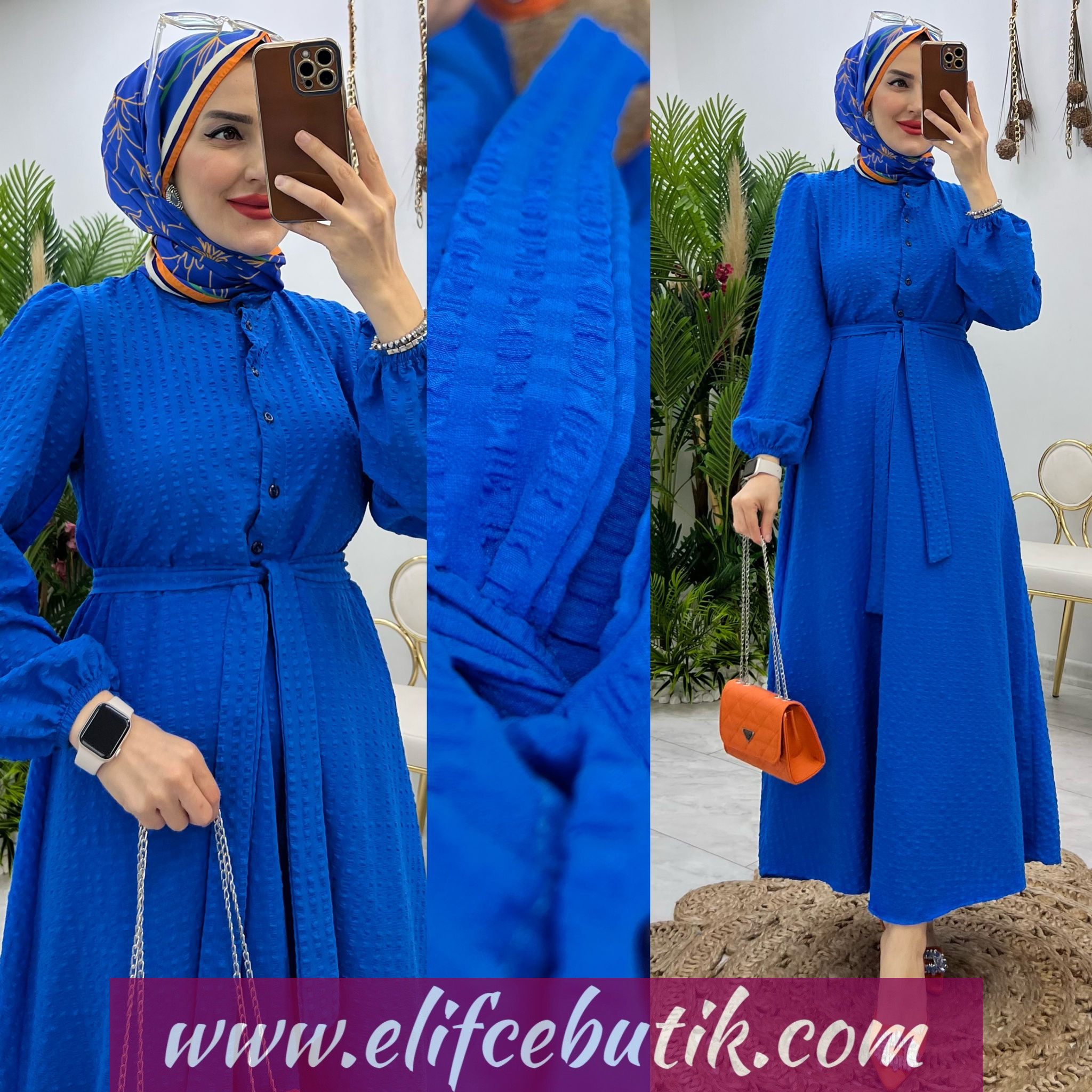 Gofre kumaş stil elbise