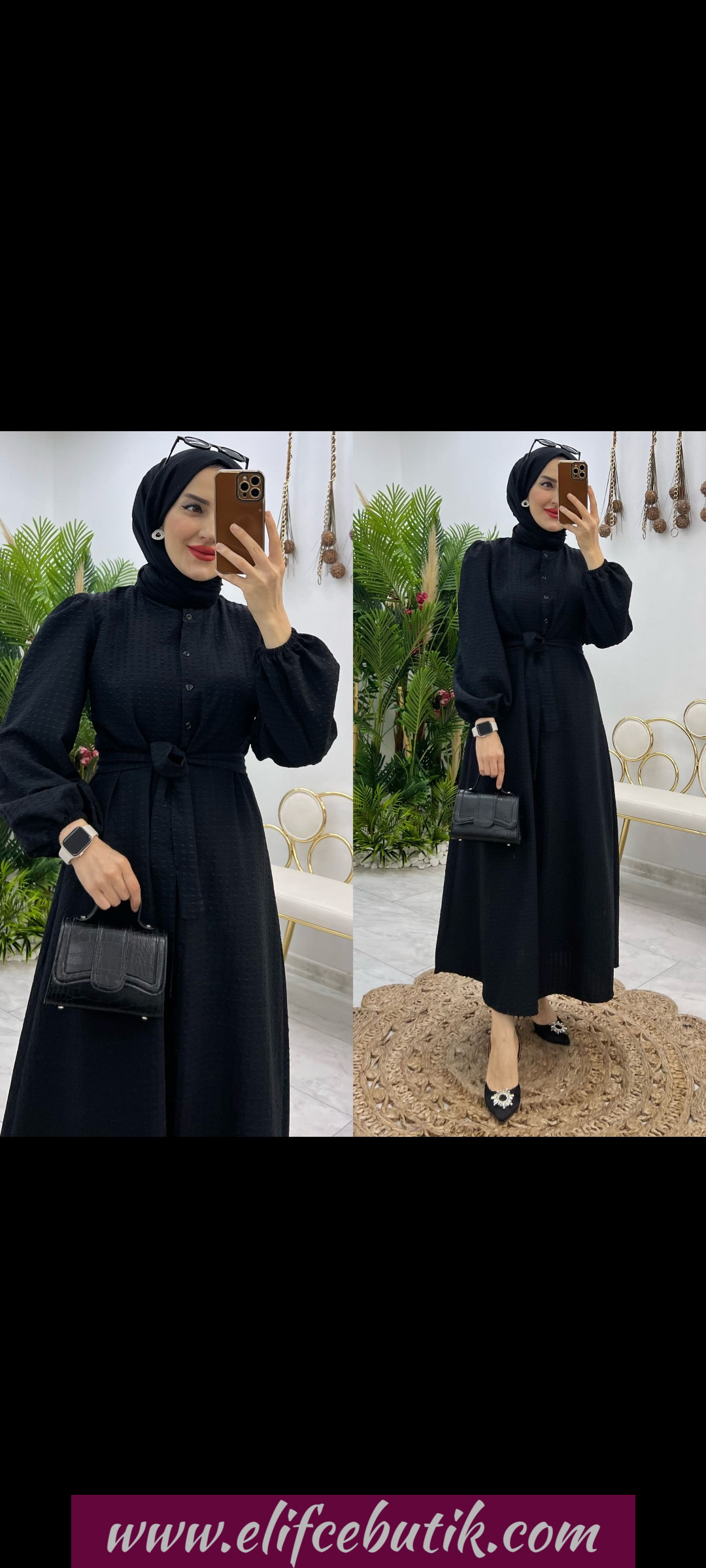 Gofre kumaş stil elbise - Görsel 7