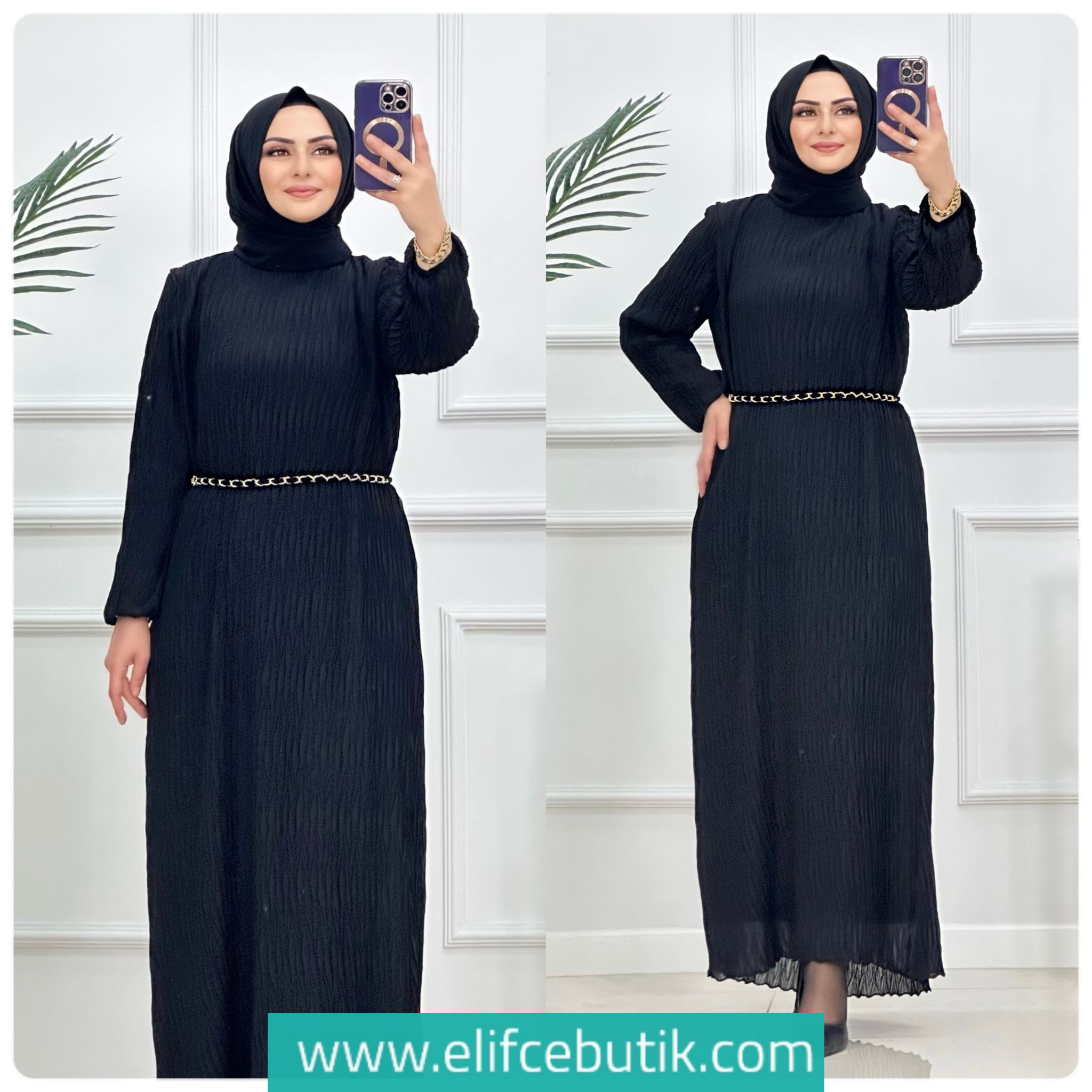 Şifon kumaş Senanur elbise - Görsel 2