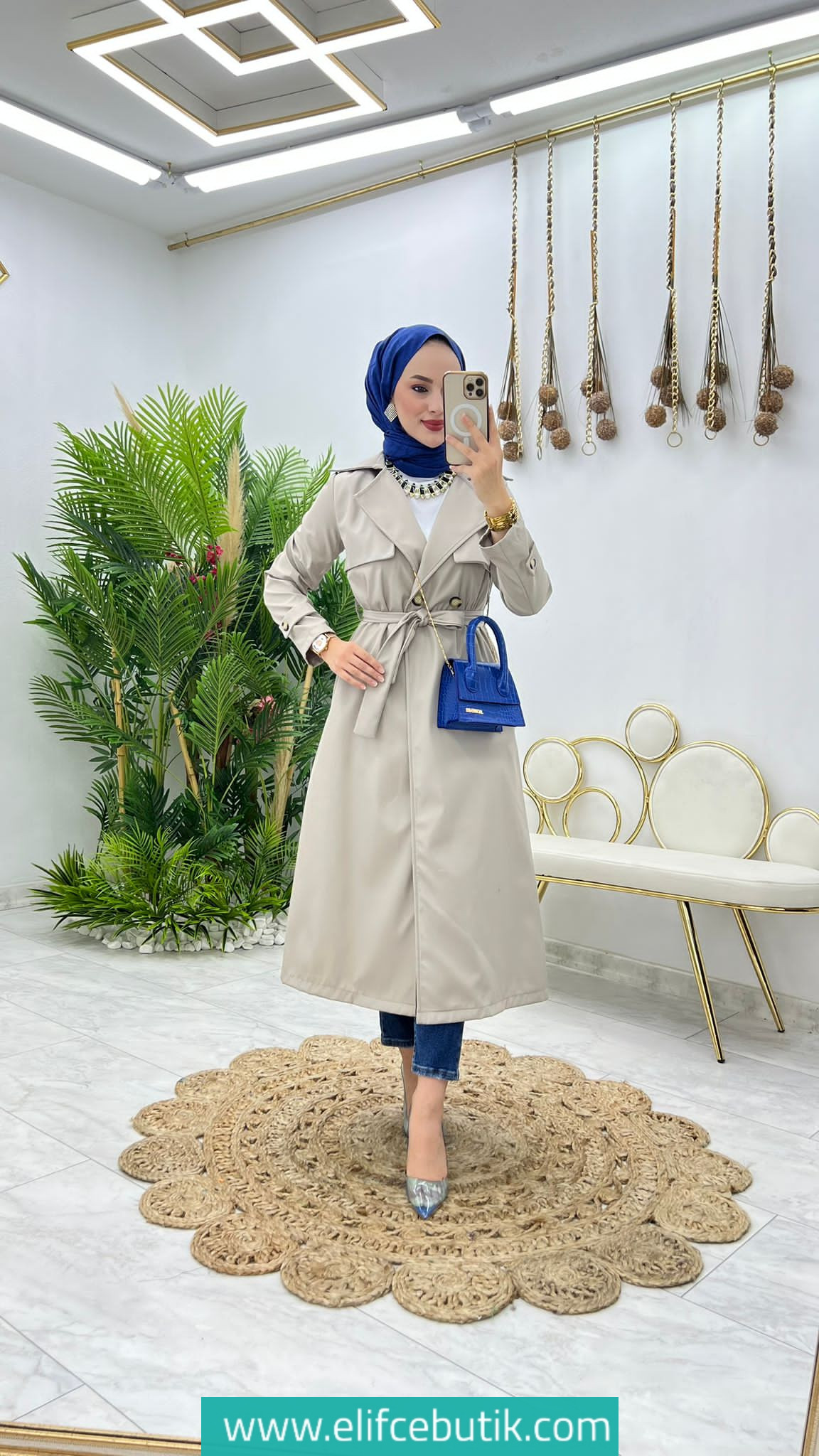 Bondit kumaş bade trench - Görsel 7