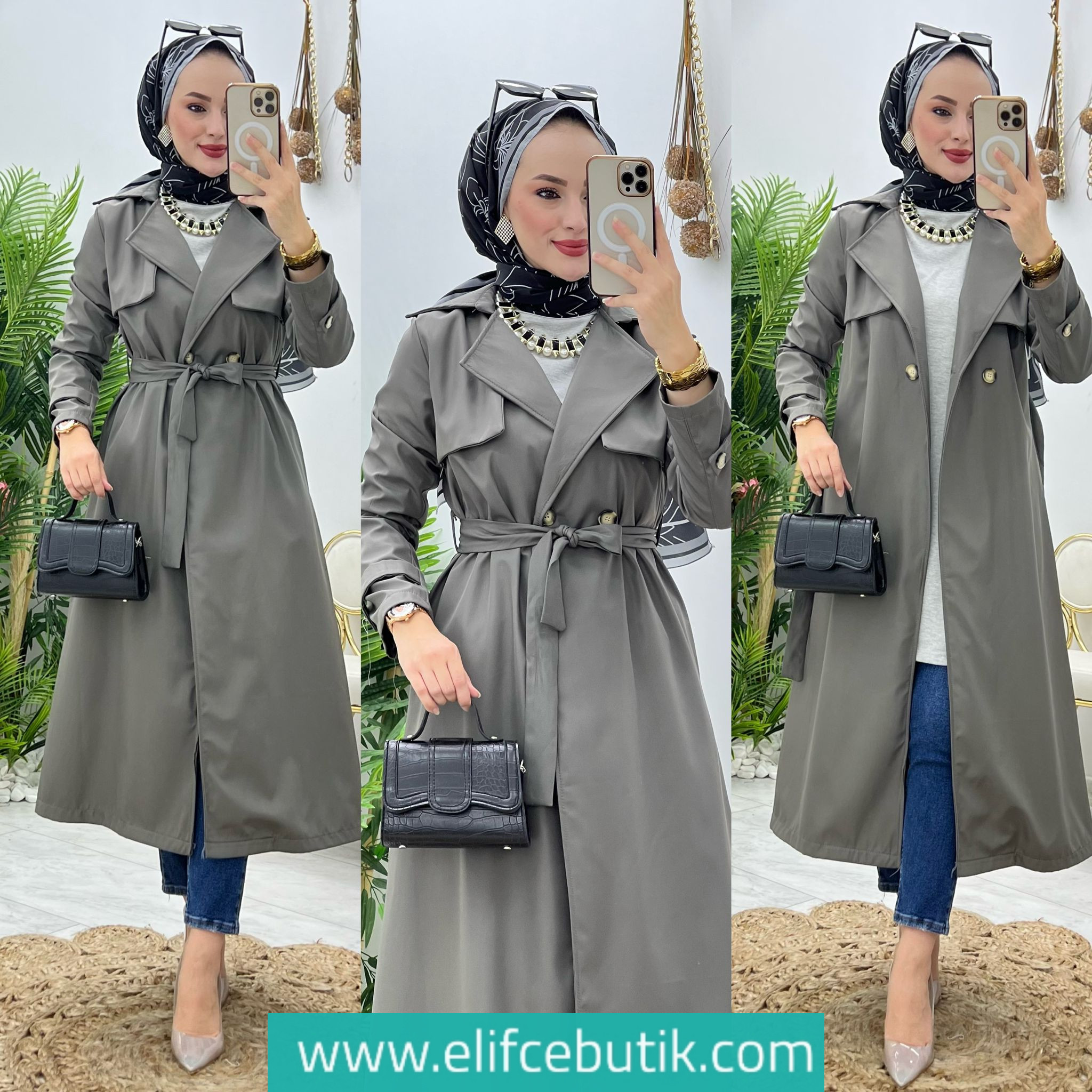 Bondit kumaş bade trench - Görsel 4