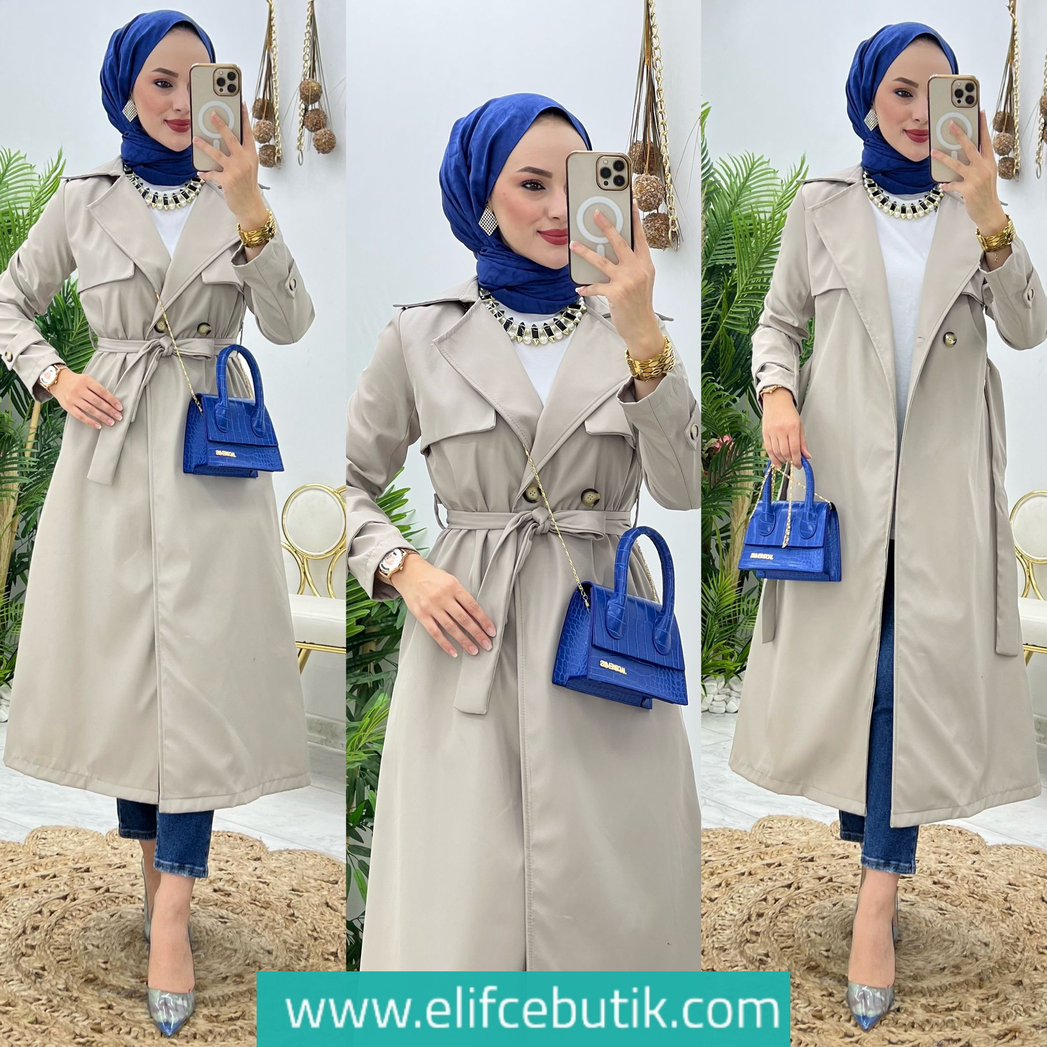 Bondit kumaş bade trench - Görsel 2