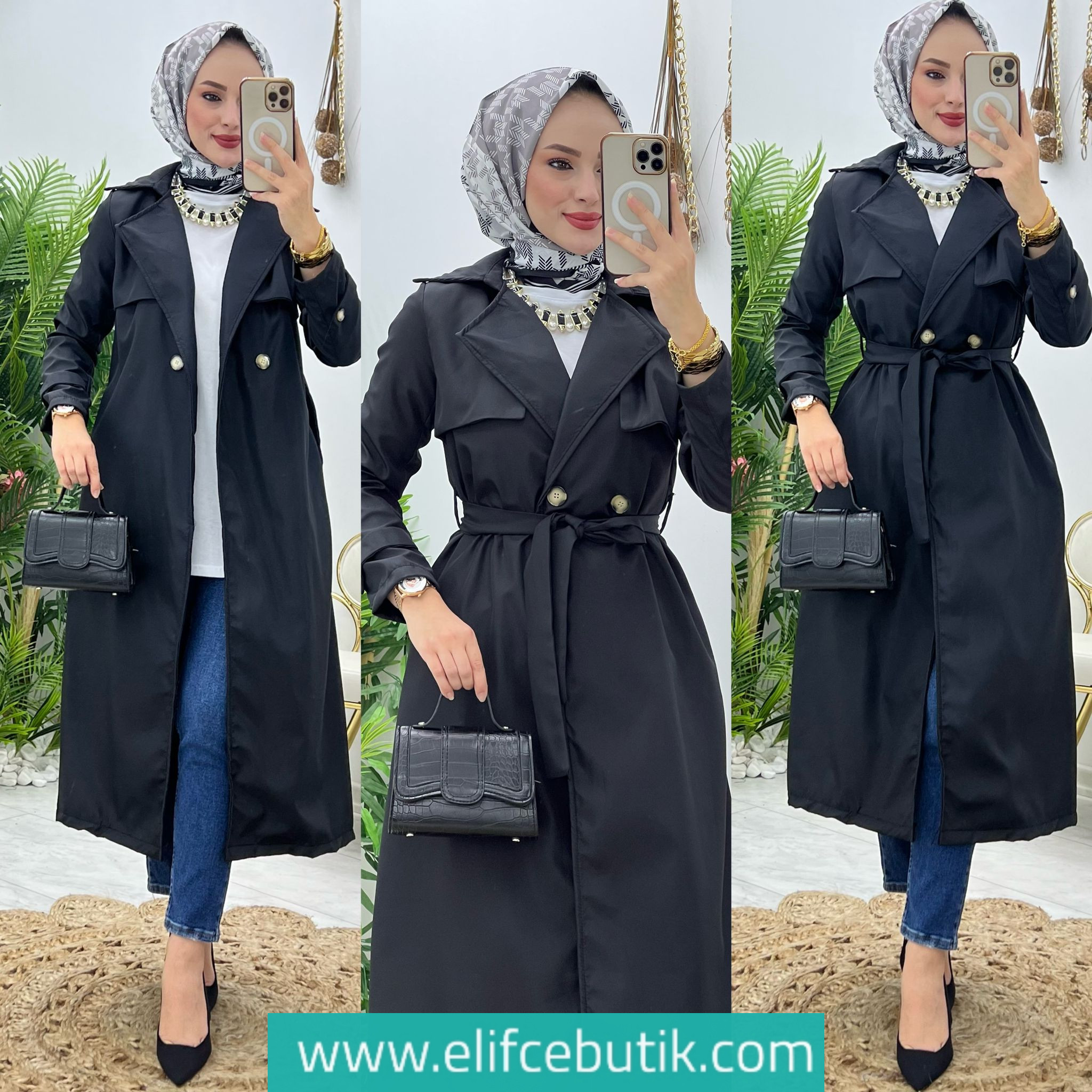 Bondit kumaş bade trench - Görsel 3