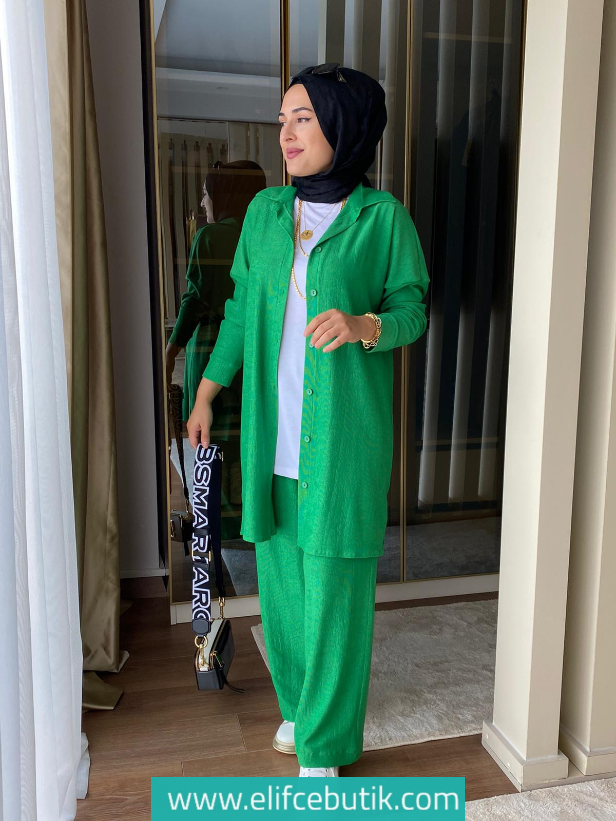 Burümcük kumaş tunik pantolon takım - Görsel 15