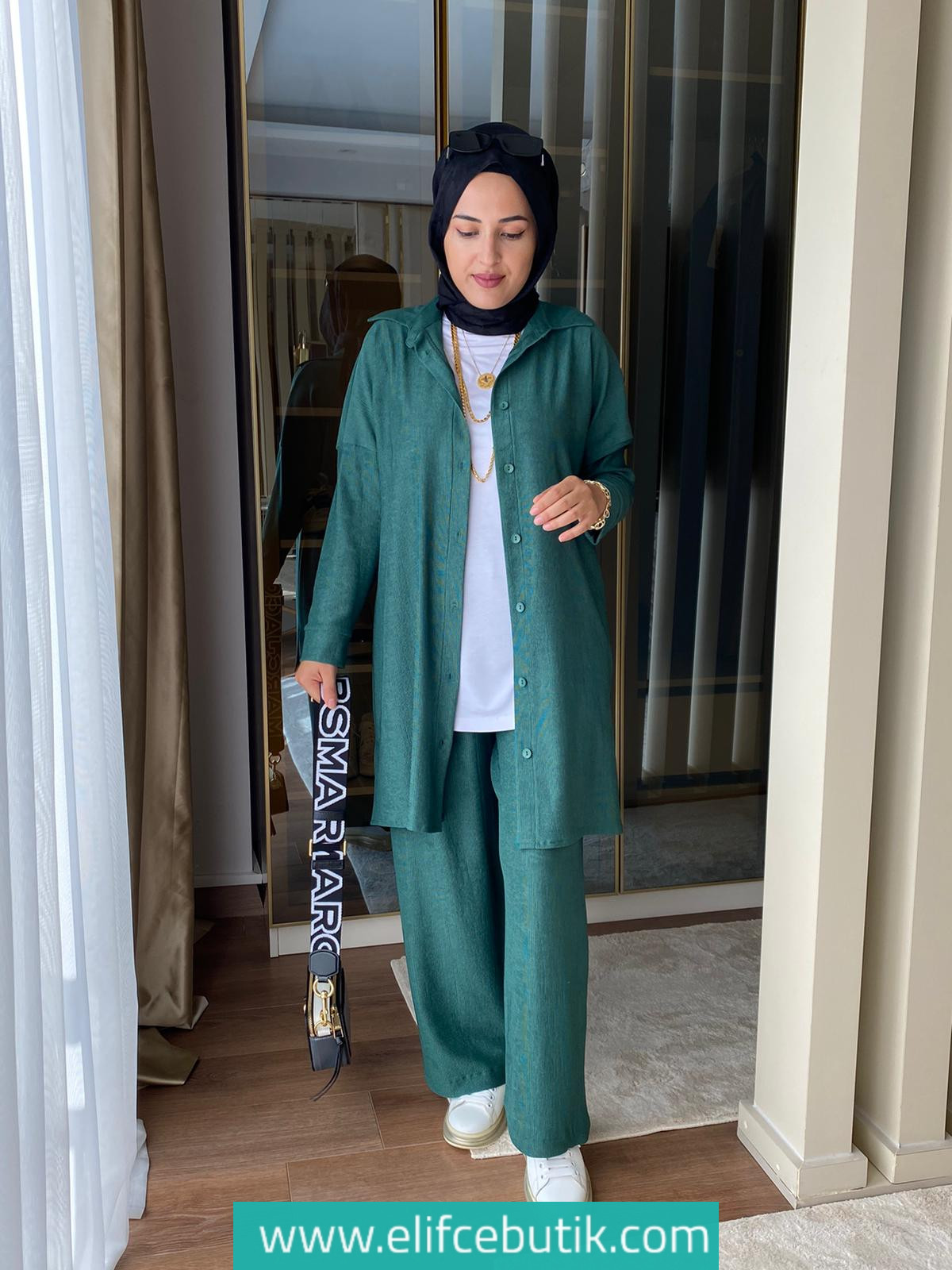Burümcük kumaş tunik pantolon takım - Görsel 9