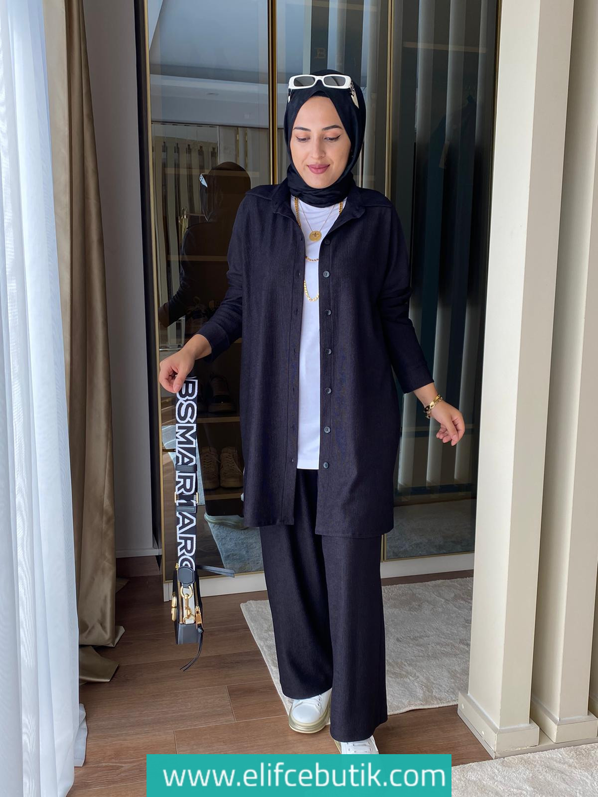 Burümcük kumaş tunik pantolon takım - Görsel 11