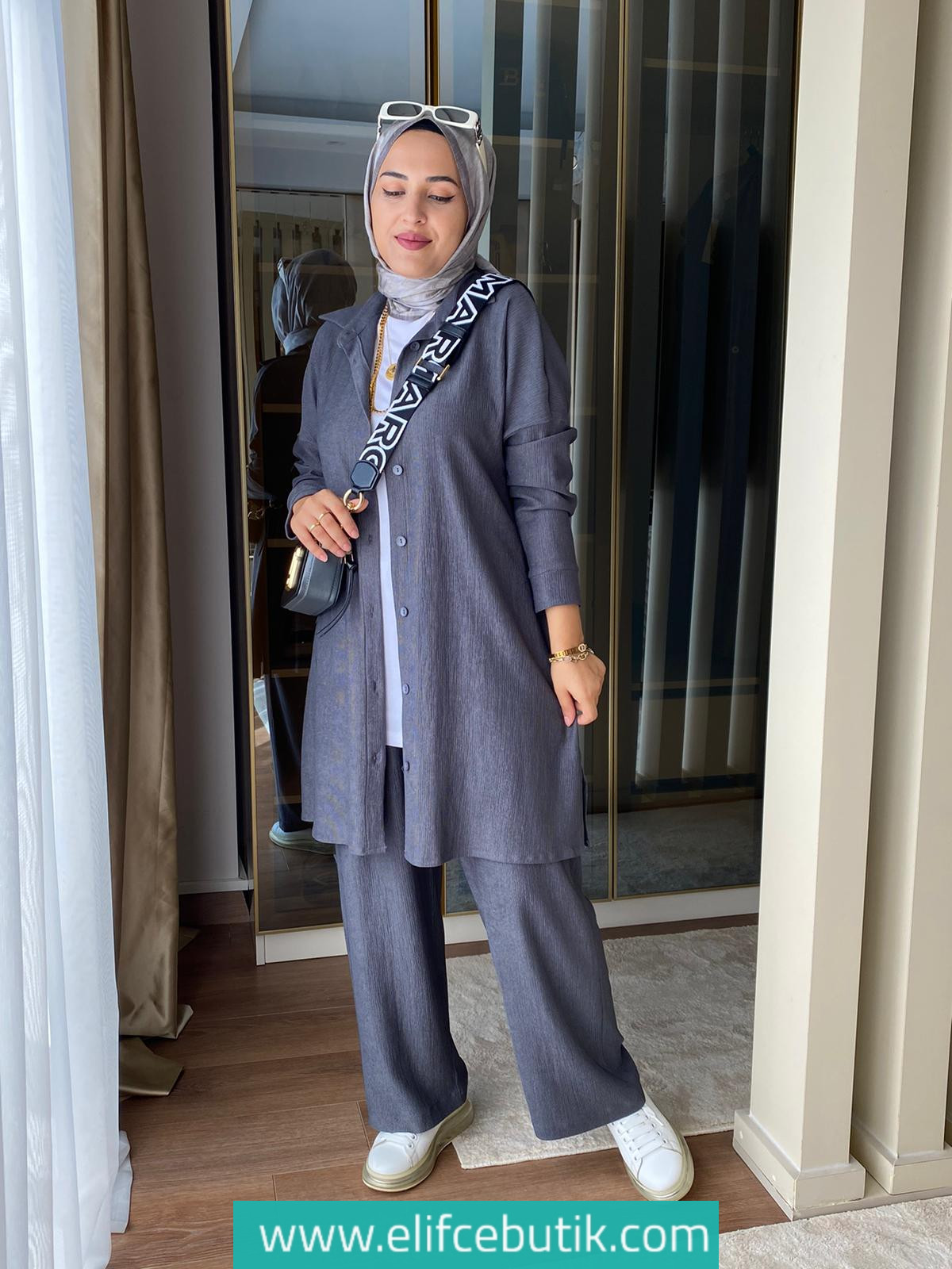 Burümcük kumaş tunik pantolon takım - Görsel 4