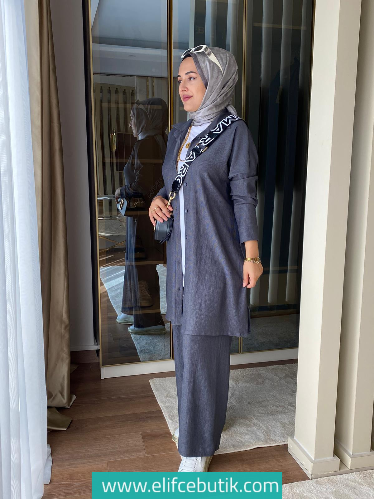Burümcük kumaş tunik pantolon takım - Görsel 7