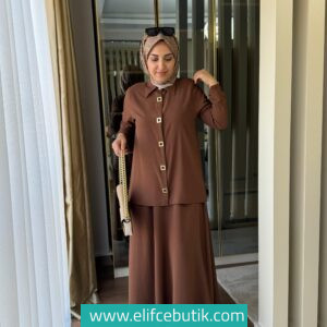 Ayrobin kumaş tunik etek takim