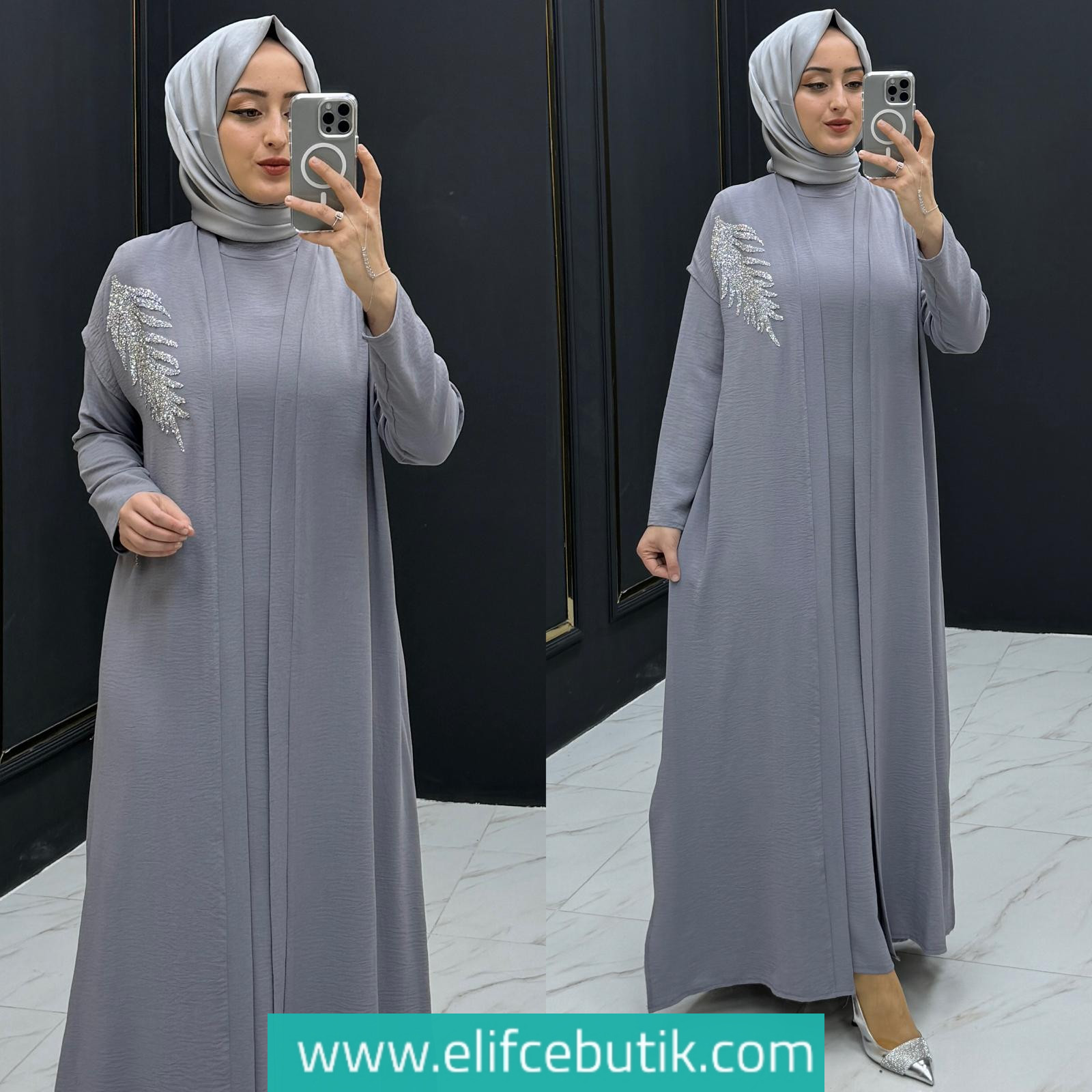 Ayrobin kumaş Ecrin elbise - Görsel 3