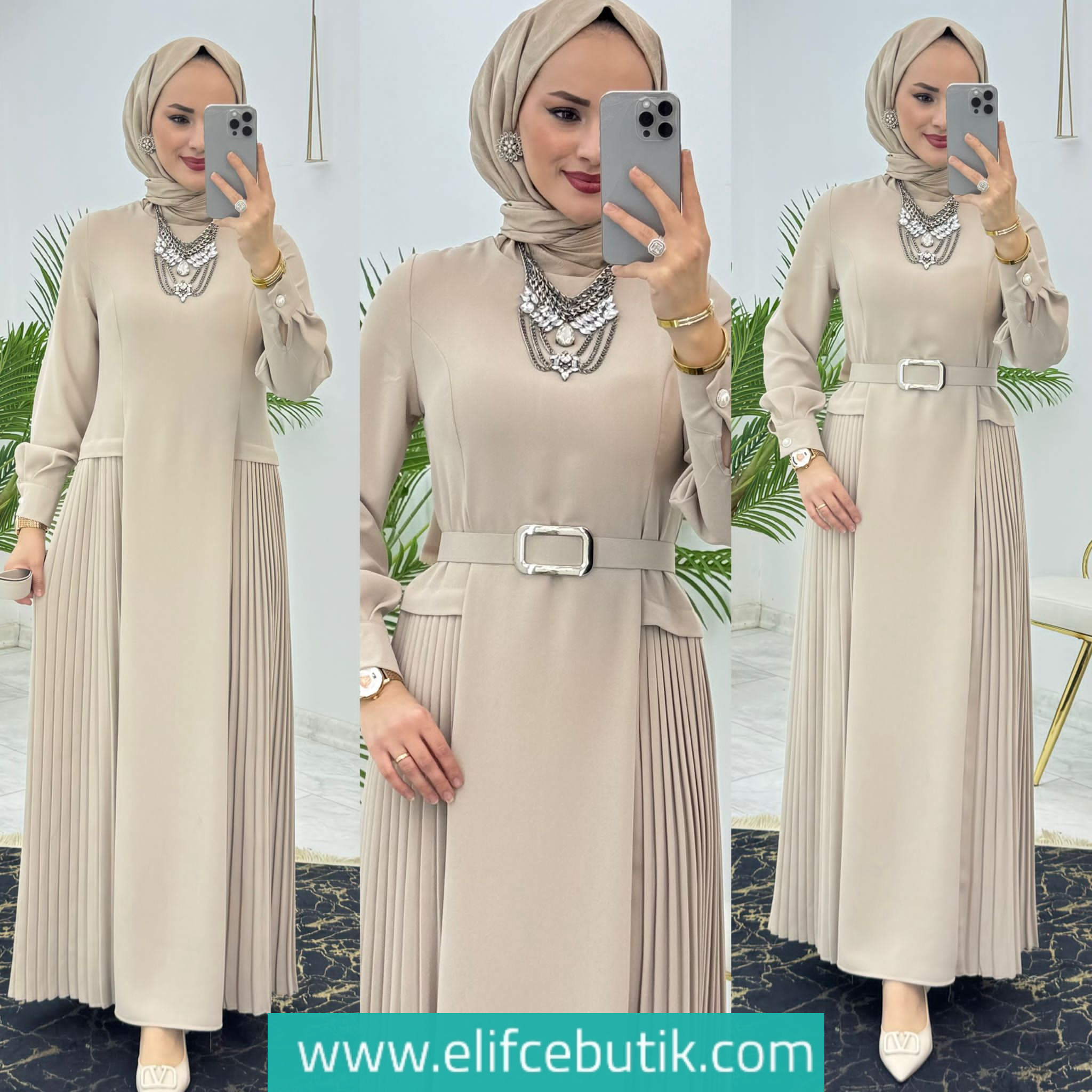 Dubai krep selena elbise - Görsel 7