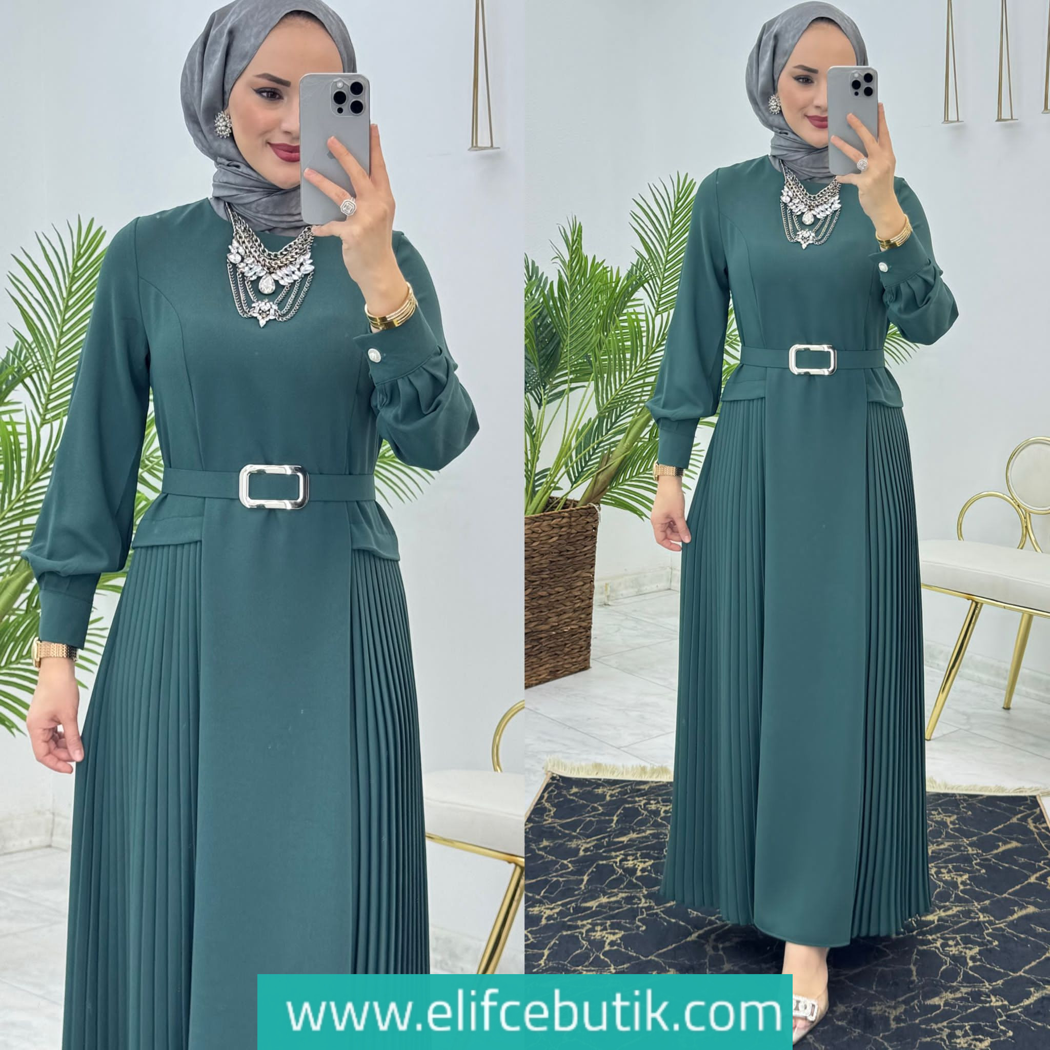 Dubai krep selena elbise - Görsel 6