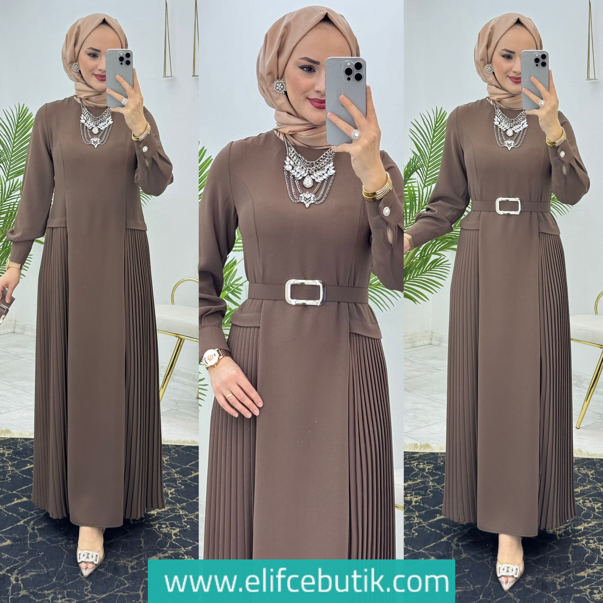 Dubai krep selena elbise - Görsel 5