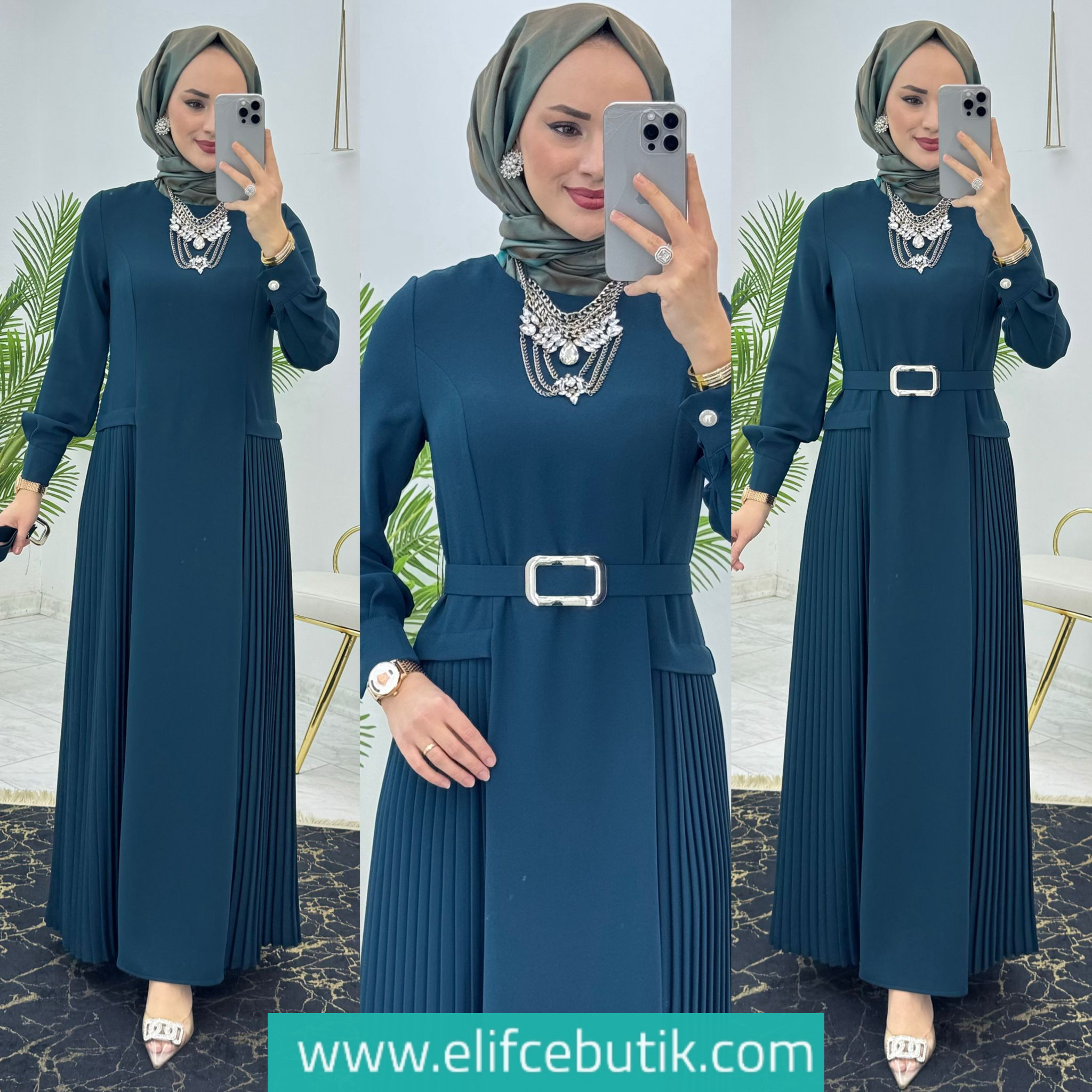Dubai krep selena elbise - Görsel 4