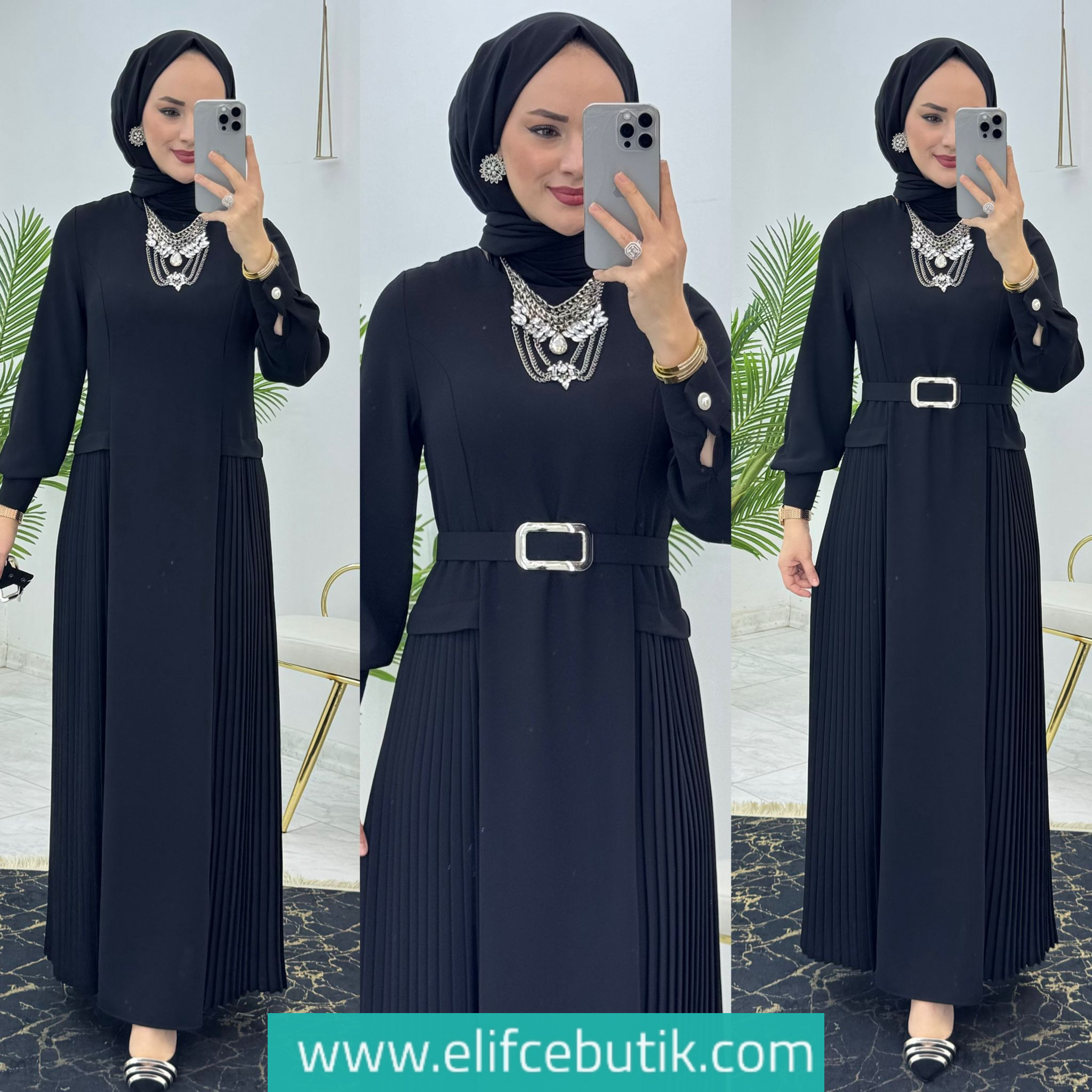 Dubai krep selena elbise - Görsel 3