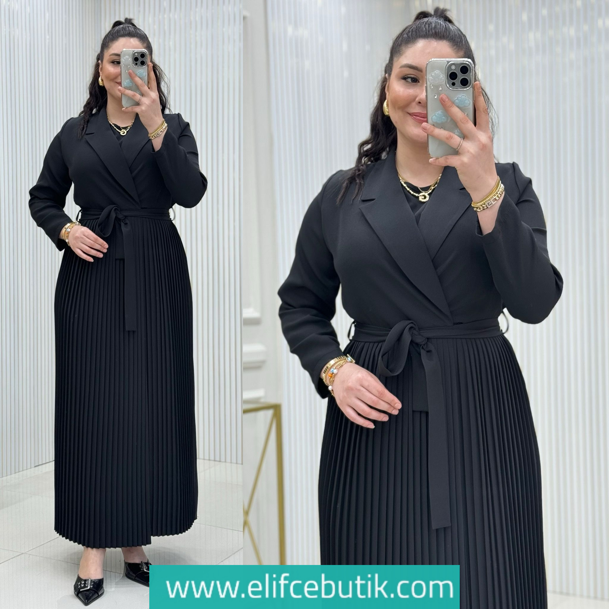 Krep kumaş Nur elbise - Görsel 5