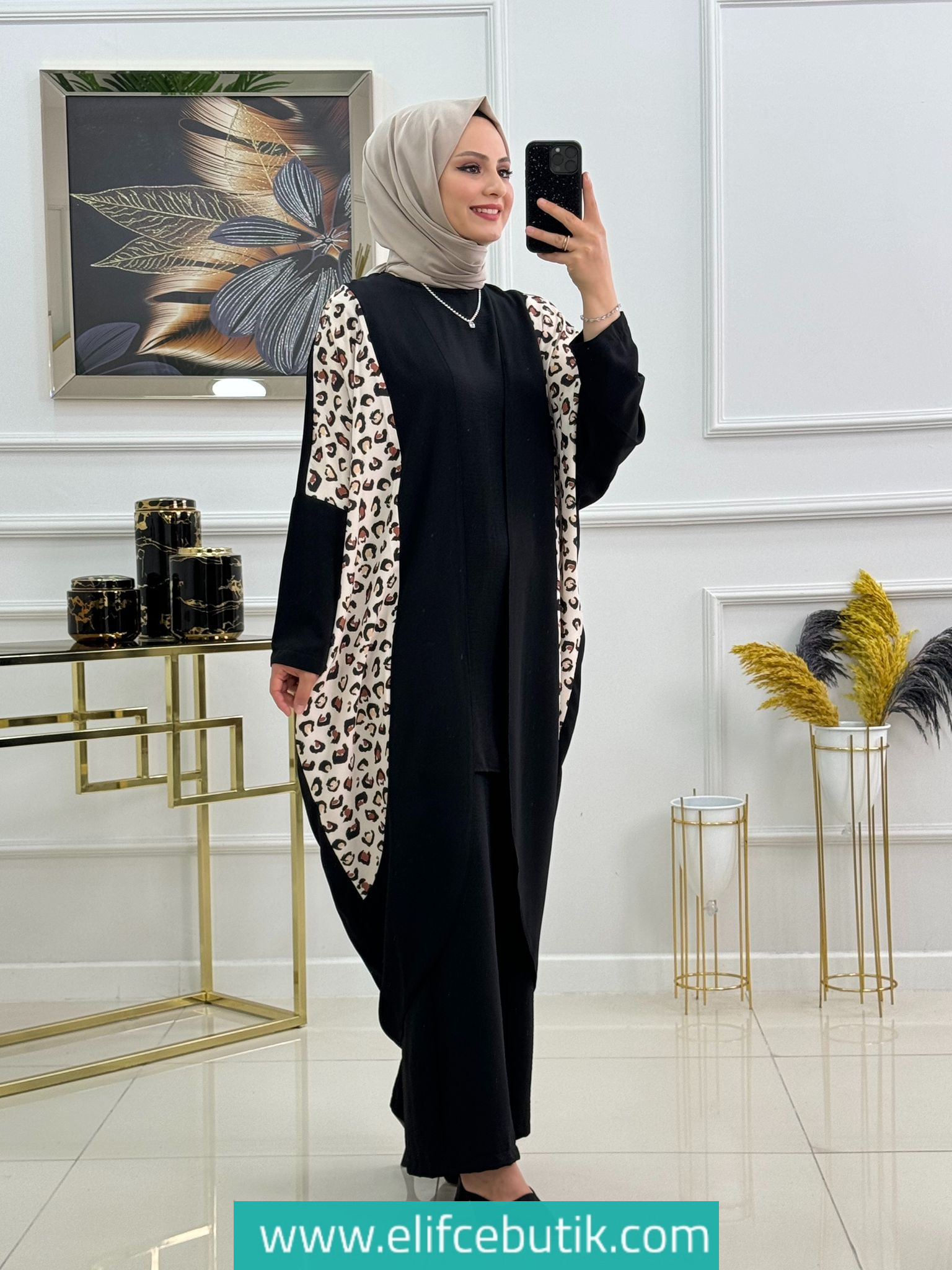 Leopar desenli Hırka - Görsel 2