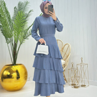 Tensel kumaş kat kat elbise