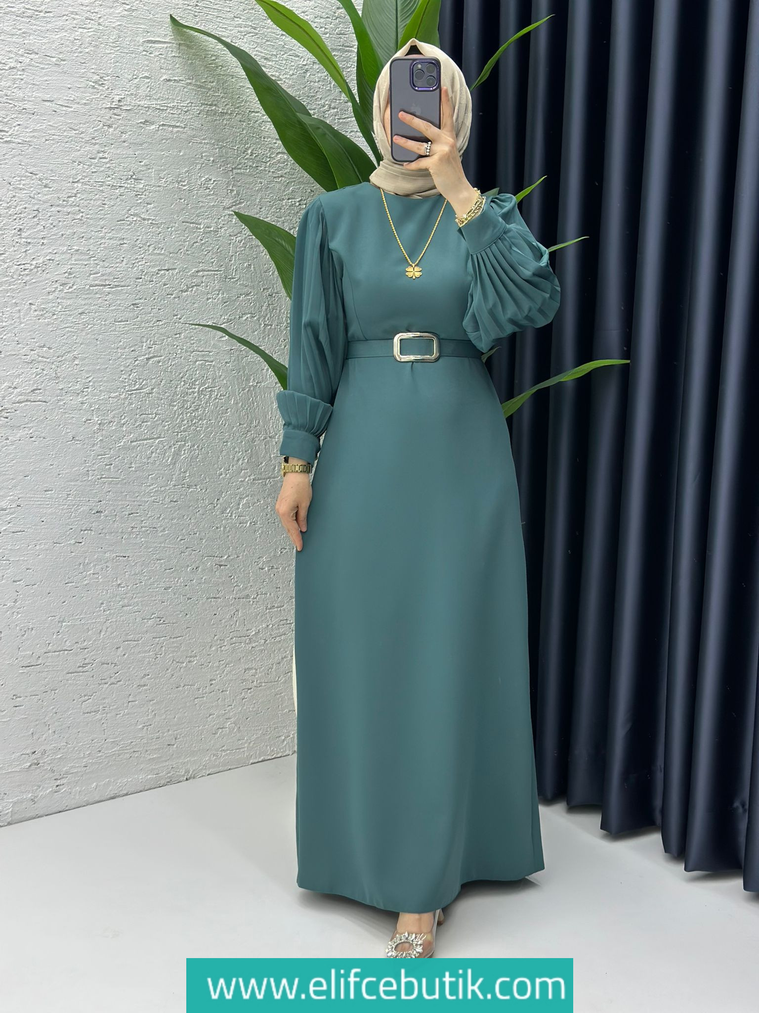 Dubai krep narin elbise - Görsel 8