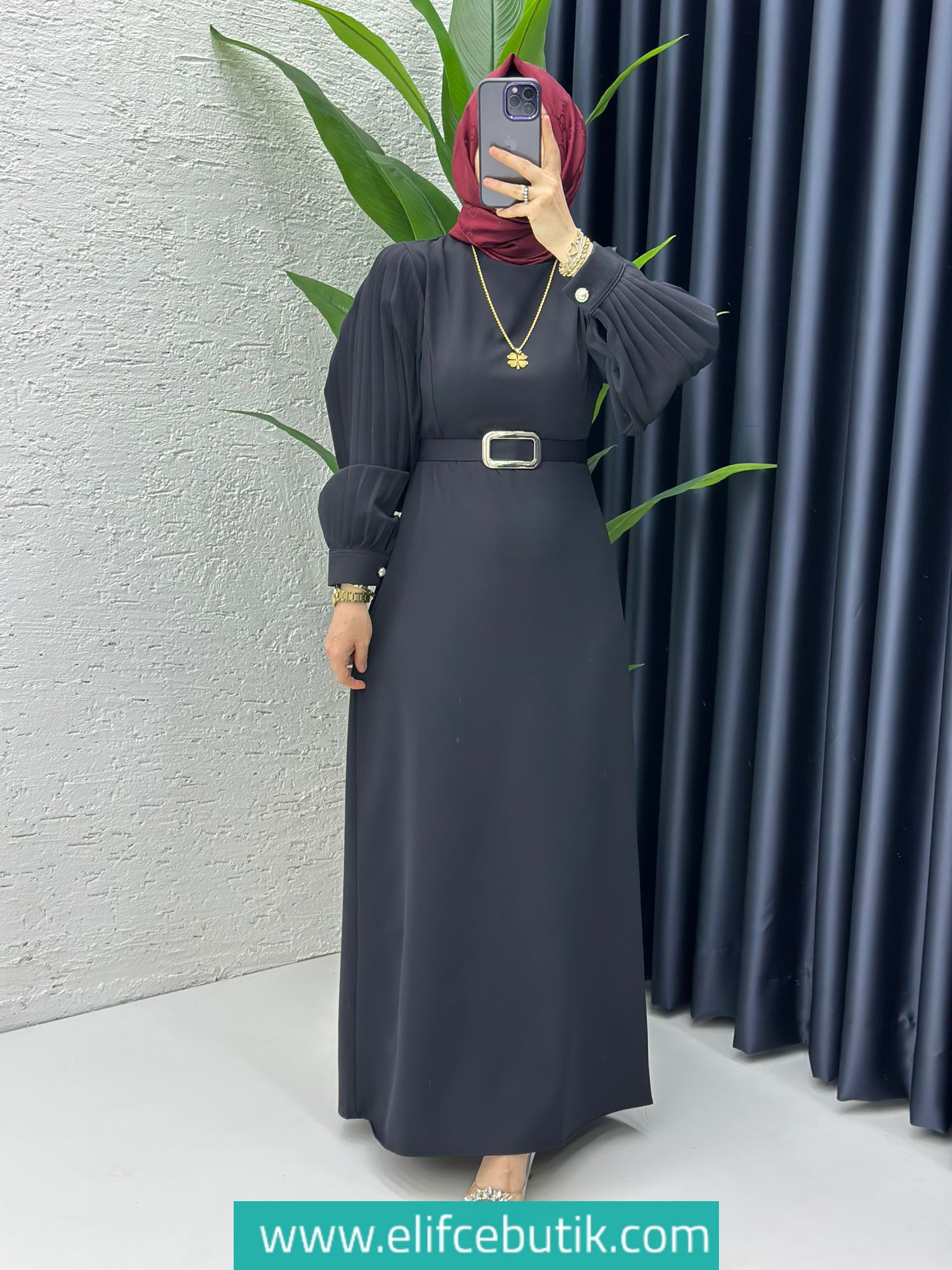 Dubai krep narin elbise - Görsel 2