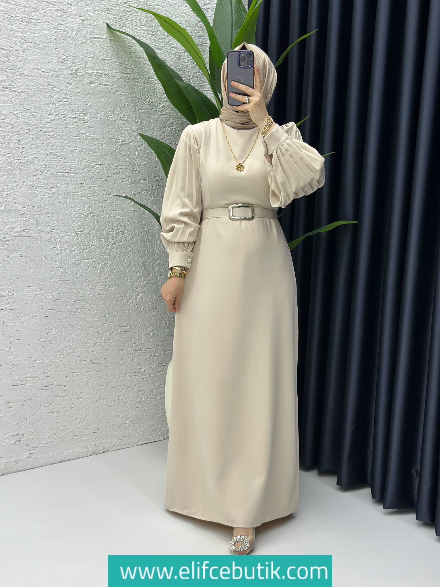 Dubai krep narin elbise - Görsel 3