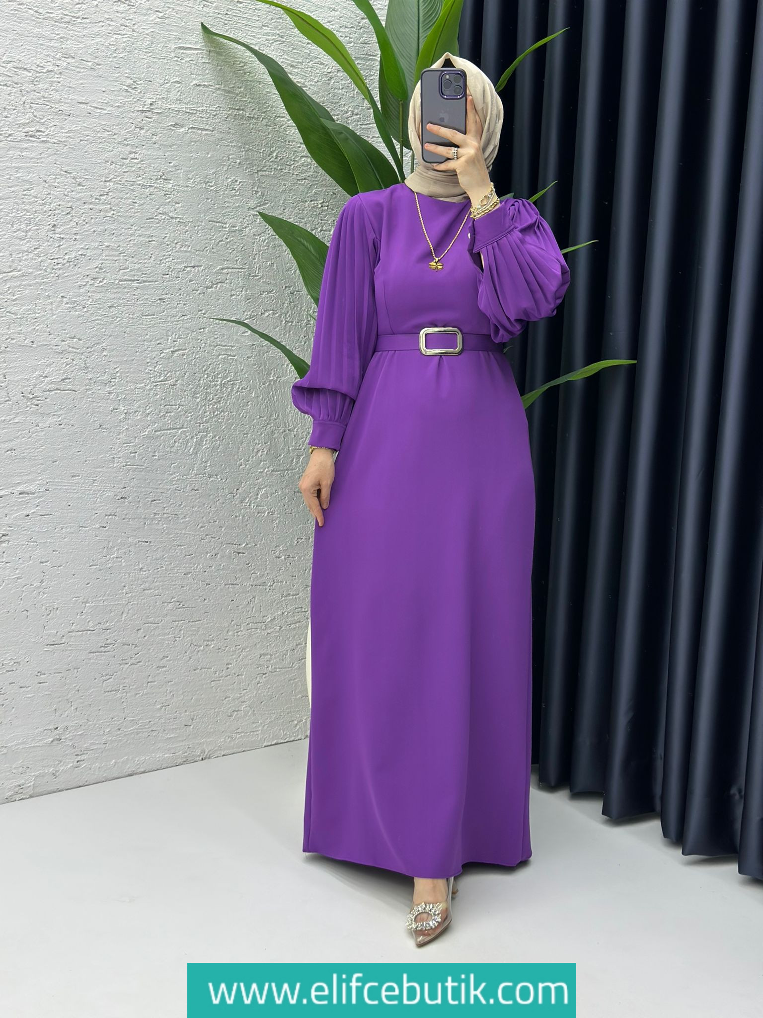 Dubai krep narin elbise - Görsel 9